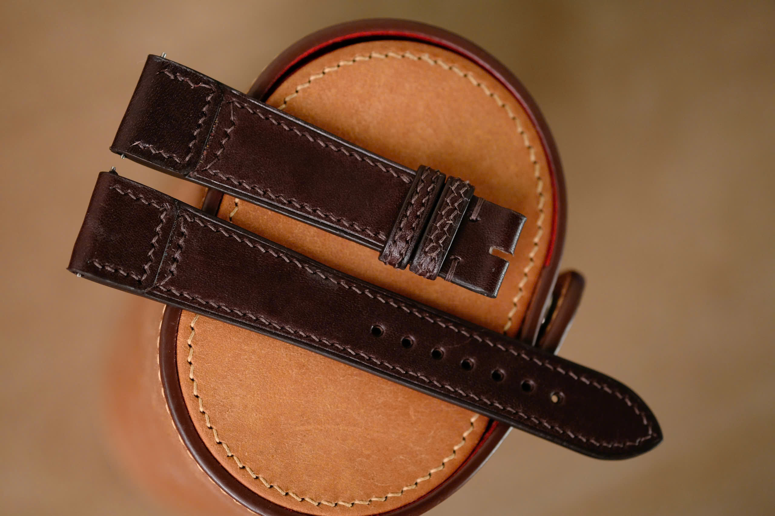 Handmade dark brown strap for JLC
