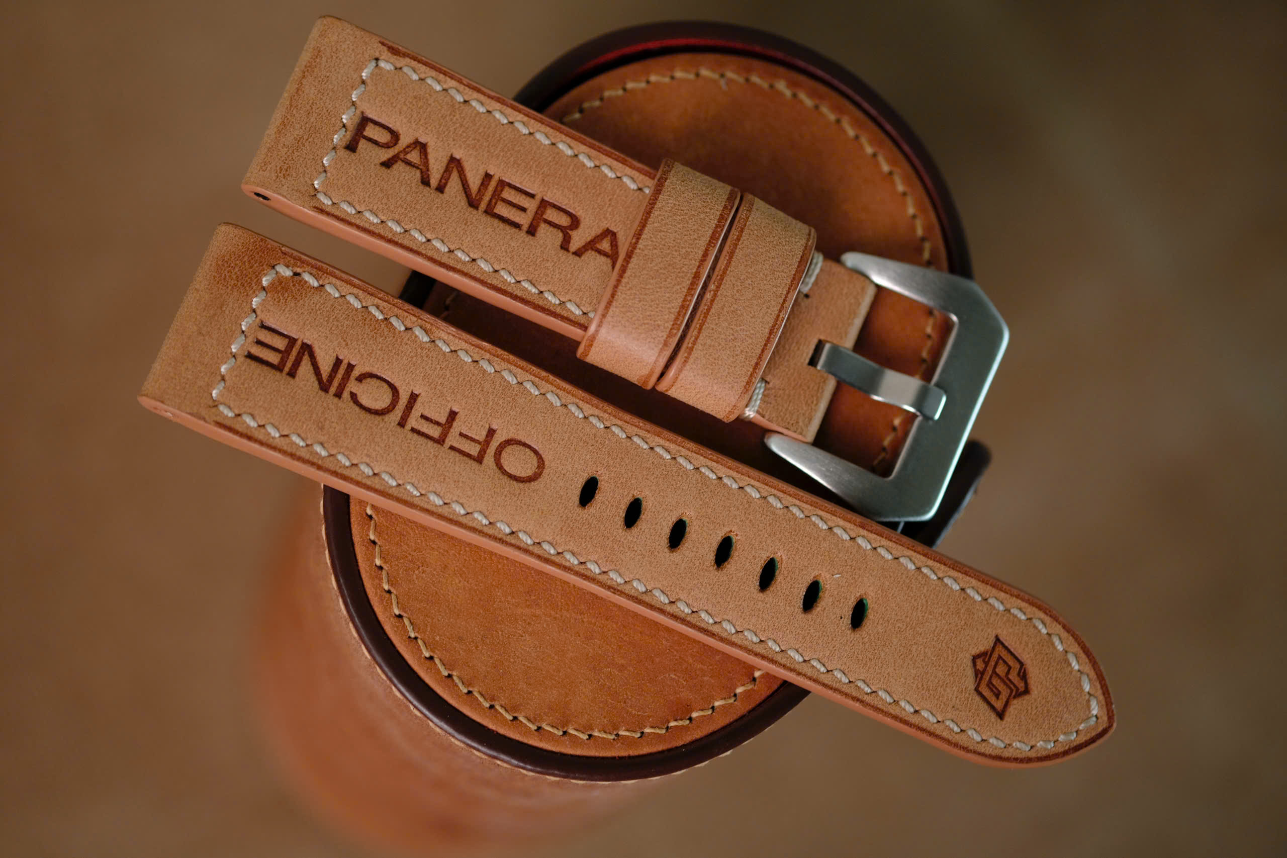 Handmade beige strap for Panerai size 24-22 or any size
