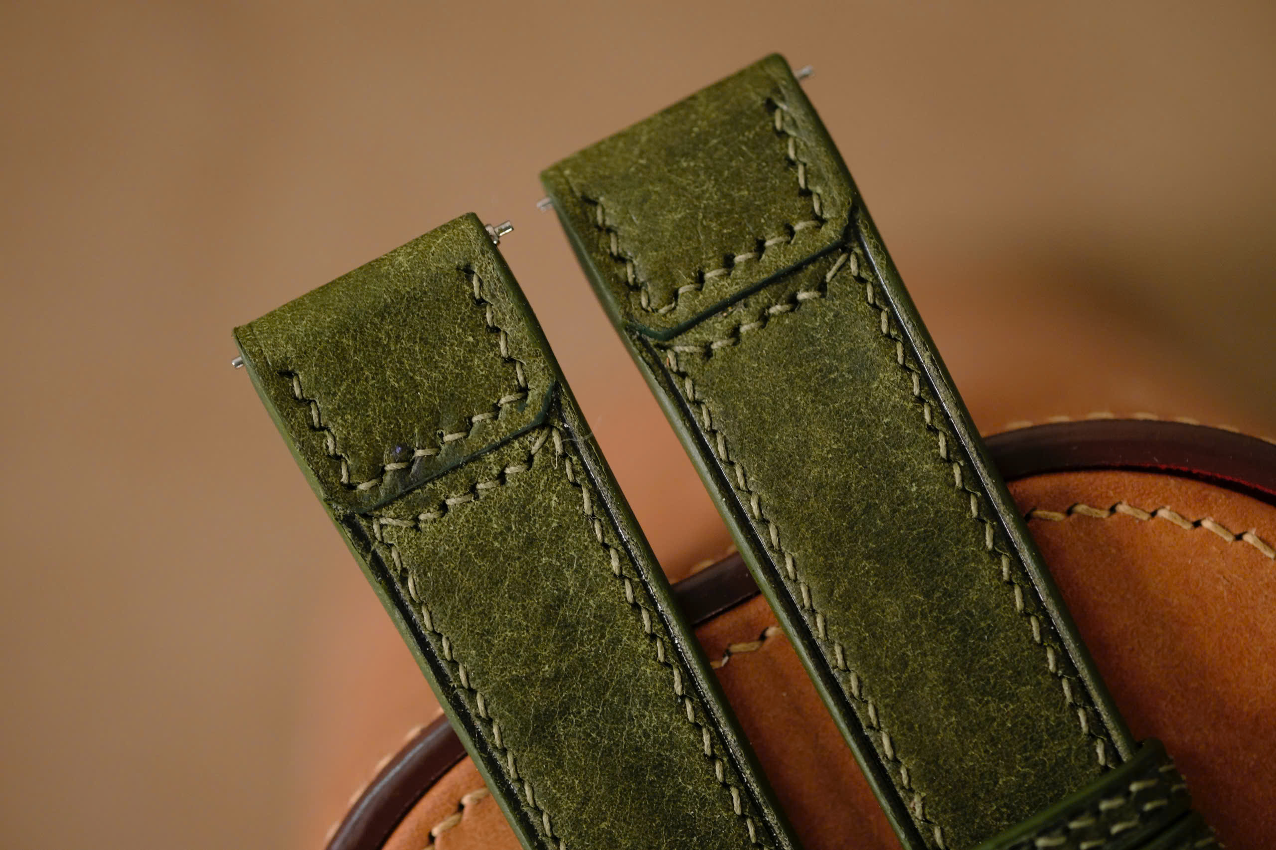Handmade green Pueblo strap for JLC