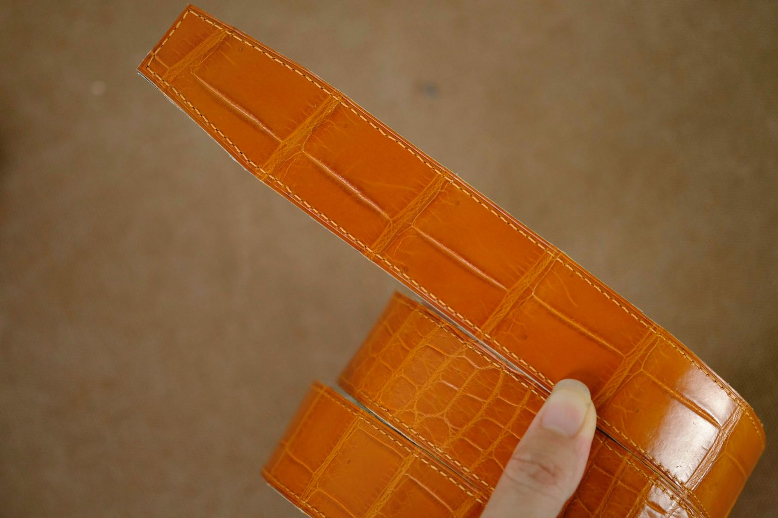 Handmade Belt Reversible for Man 2 sides orange white - Image 8