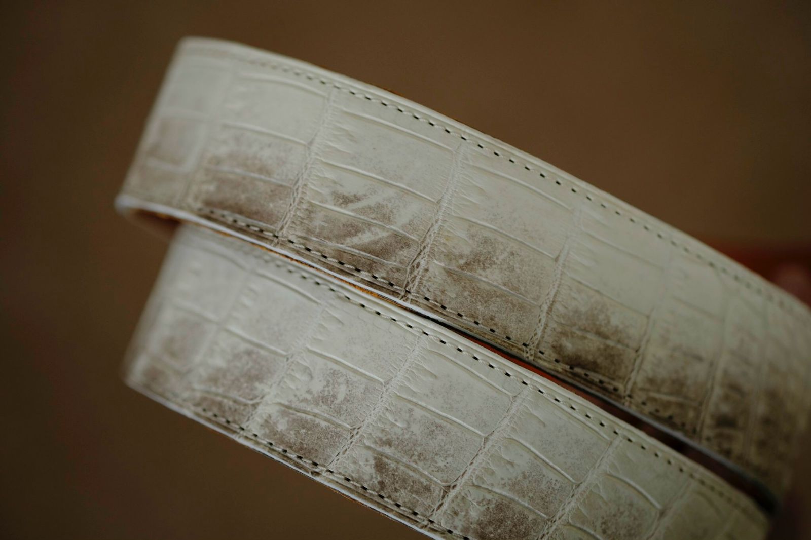 Handmade Belt Reversible for Man 2 sides orange white - Image 10