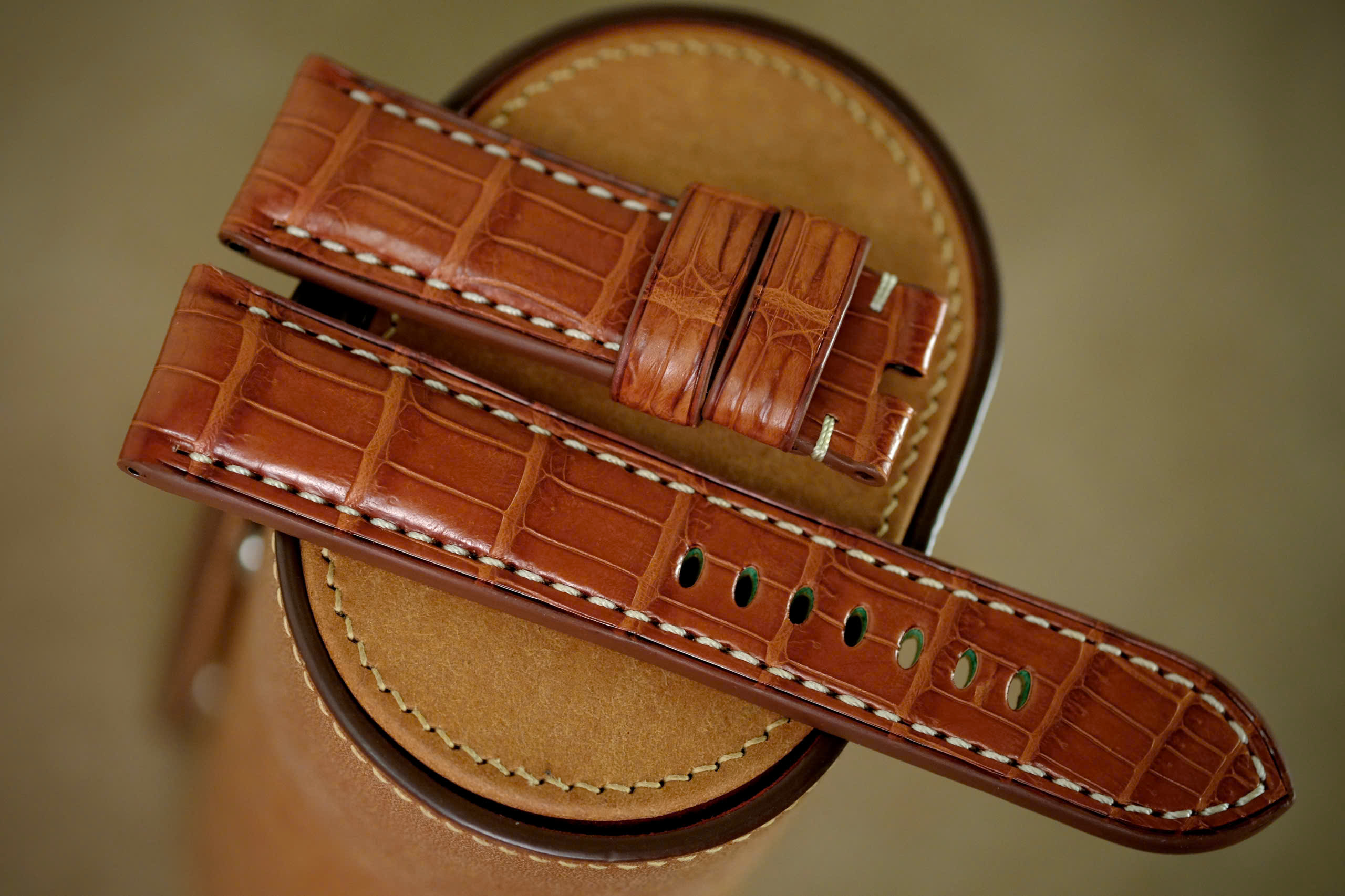 Handmade light brown strap for Panerai size 24 (or any size 27 26 24 22)
