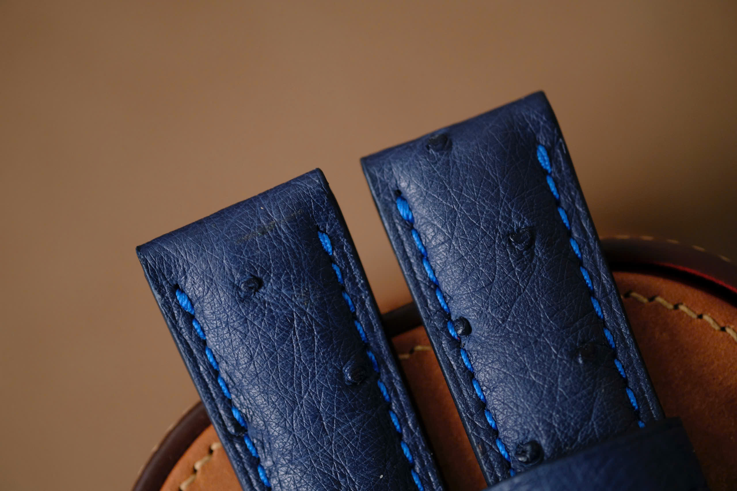 Handmade blue Ostrich strap for Panerai size 24 (or any size) - Image 3