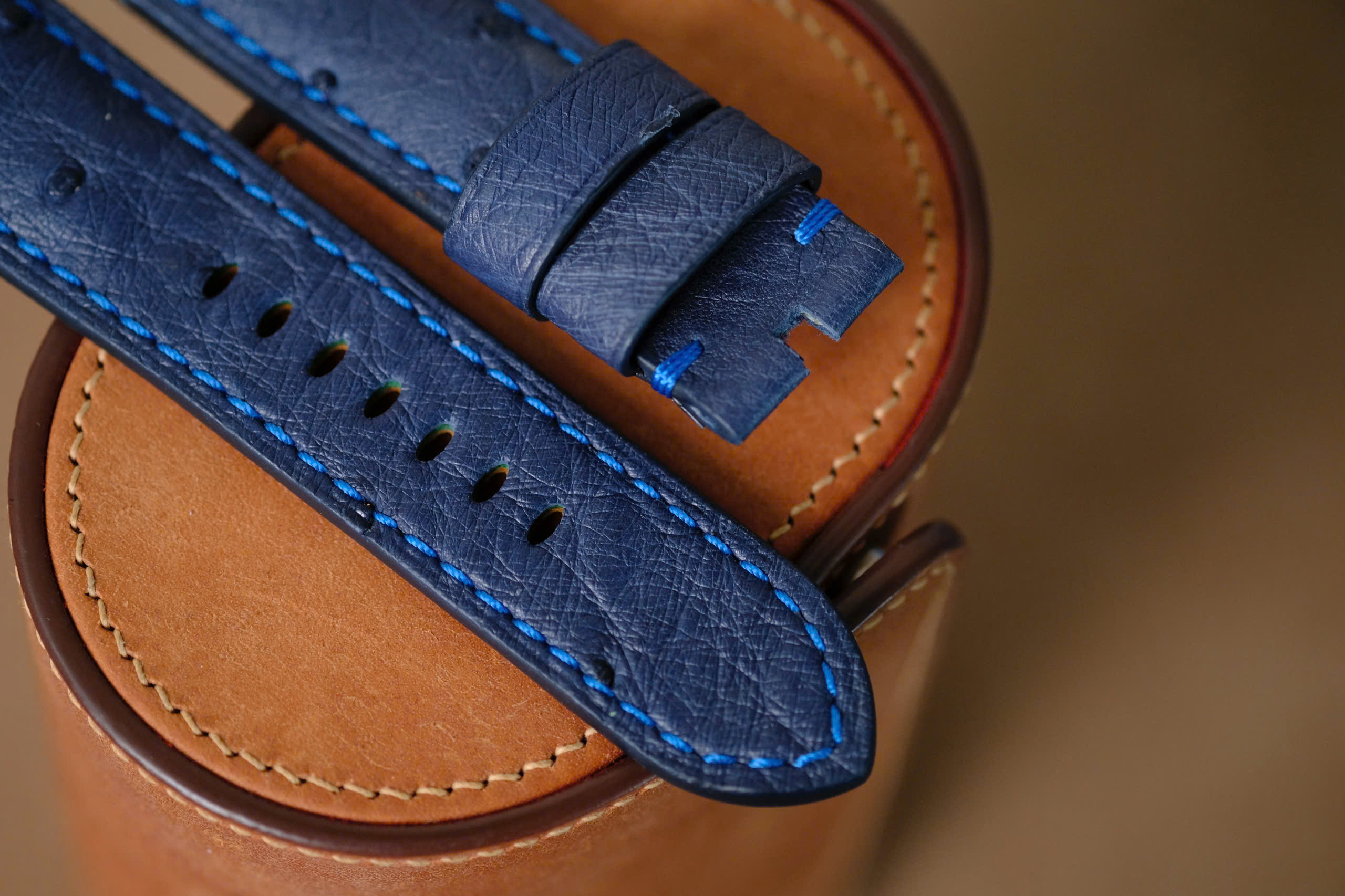 Handmade blue Ostrich strap for Panerai size 24 (or any size) - Image 5