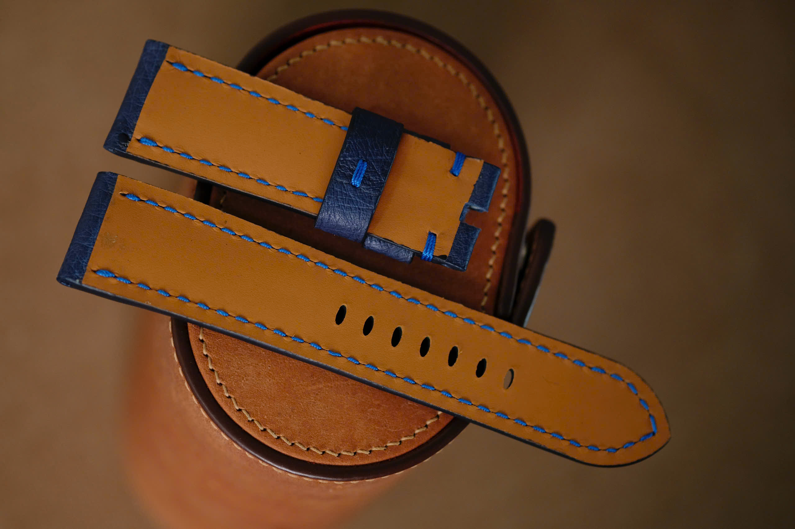 Handmade blue Ostrich strap for Panerai size 24 (or any size) - Image 6