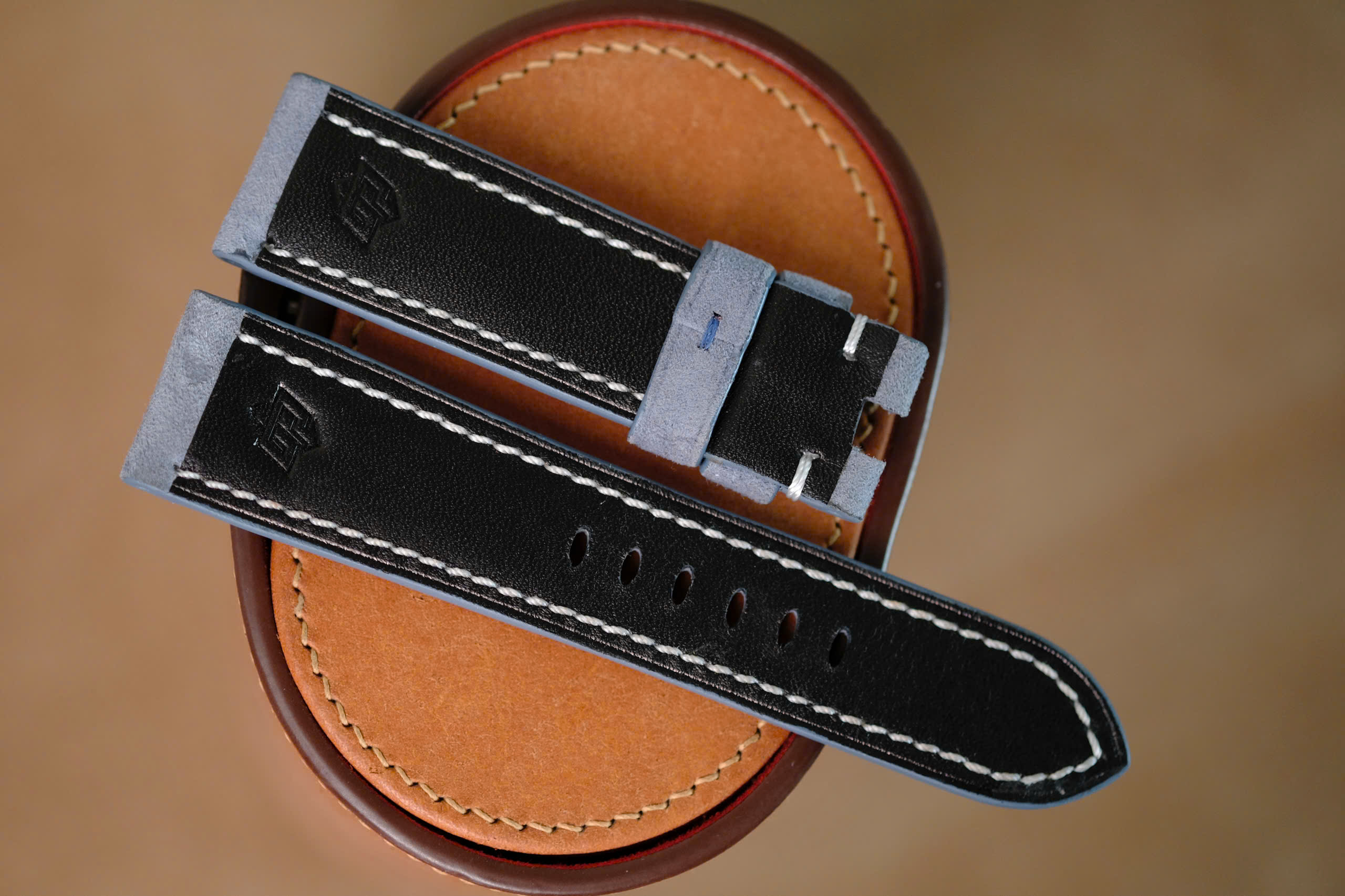 Handmade light gray suede strap for Panerai - Image 6