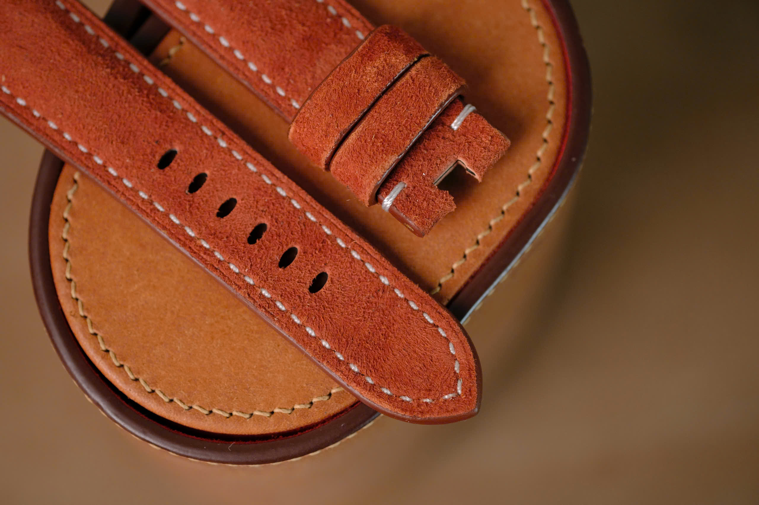 Handmade light brown suede strap for Panerai - Image 4