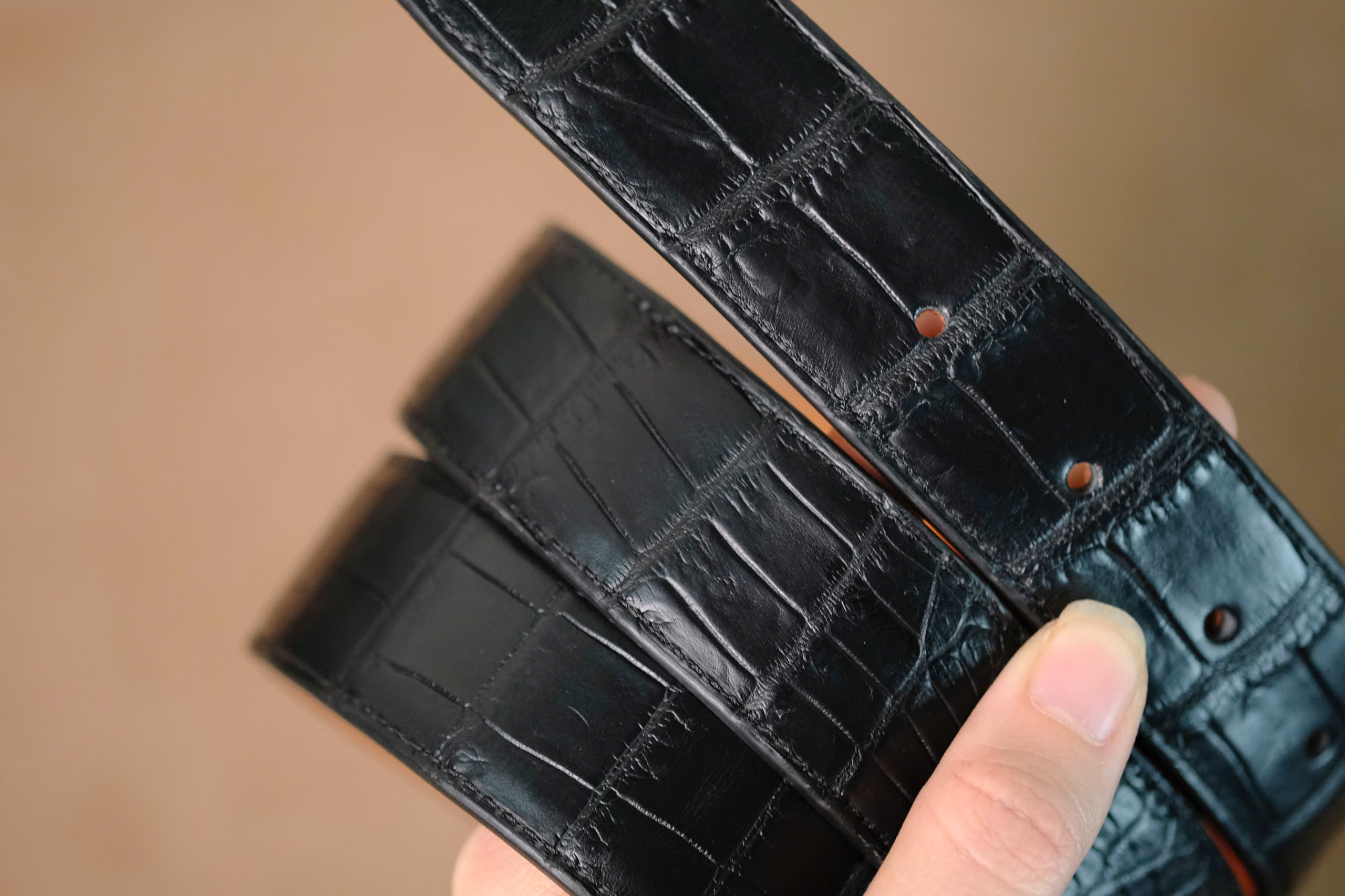 Handmade black Crocodiles leather Man Belt - Image 4
