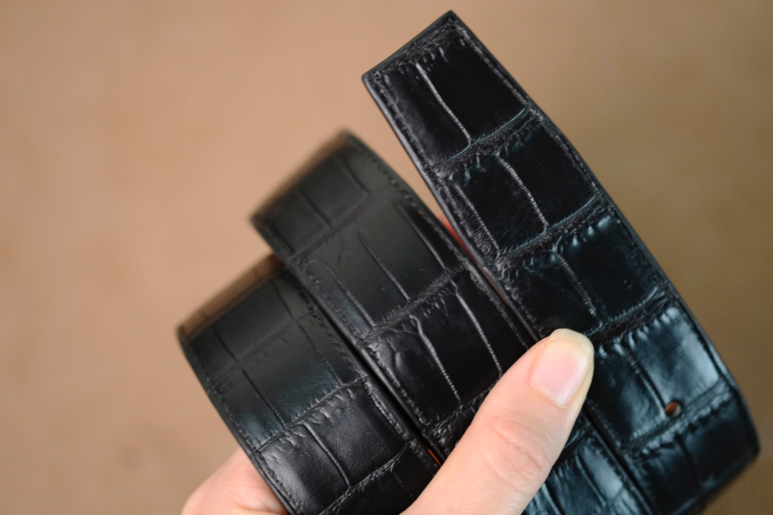 Handmade black Crocodiles leather Man Belt - Image 5