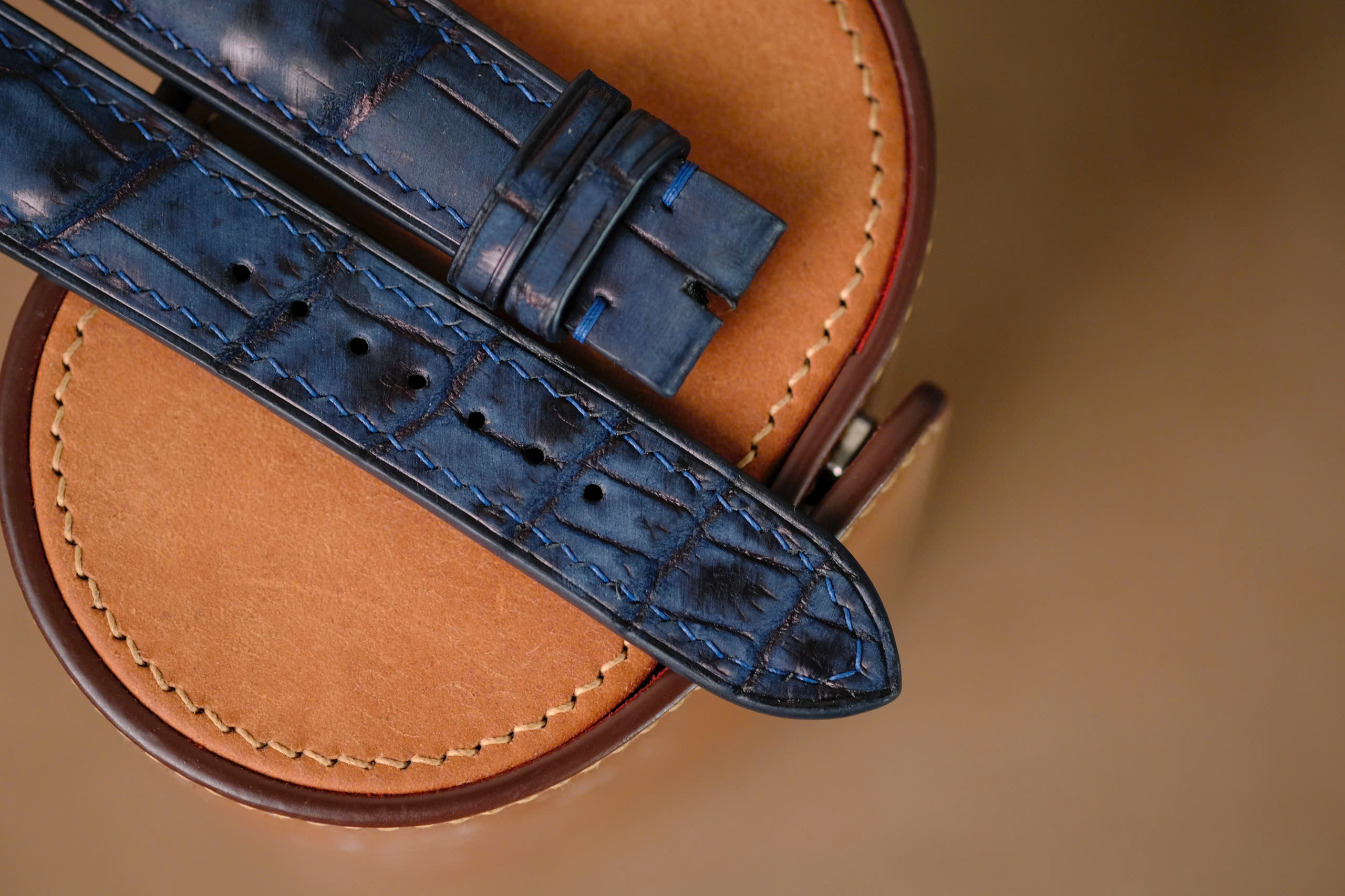 Handmade navy blue Nubuck strap for JLC Jaeger Lecoultre - Image 5