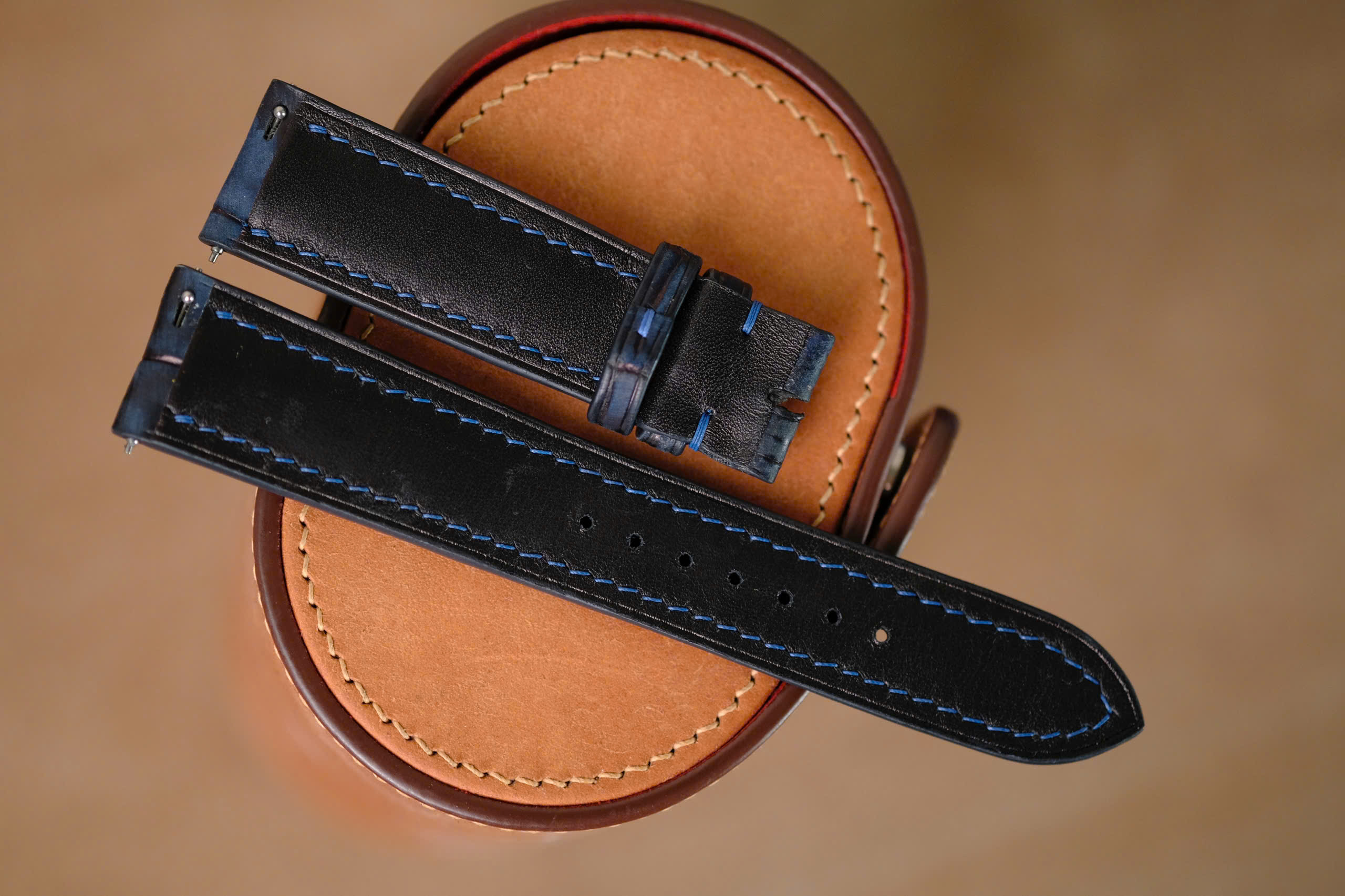 Handmade navy blue Nubuck strap for JLC Jaeger Lecoultre - Image 6