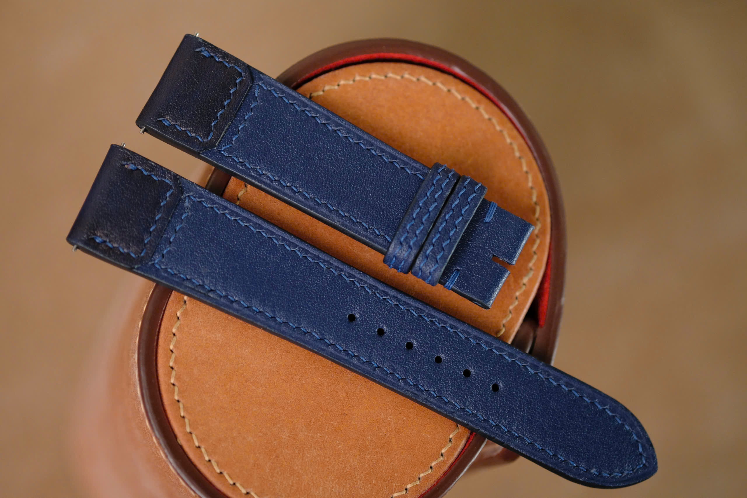 Handmade blue Buttero strap for JLC Jaeger Lecoultre