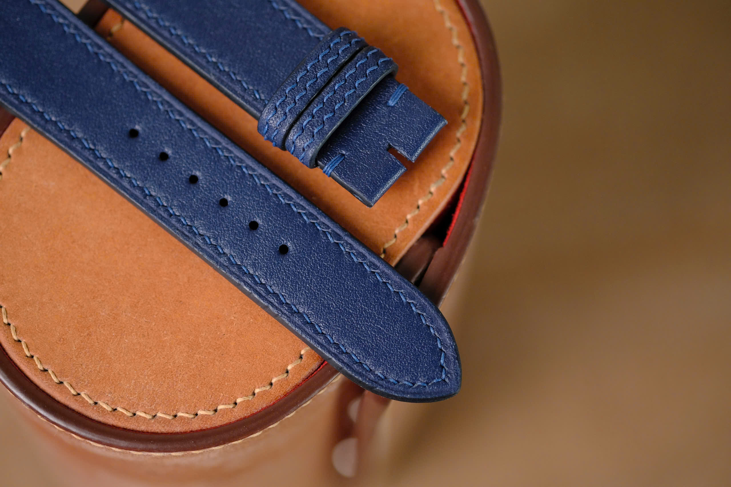 Handmade blue Buttero strap for JLC Jaeger Lecoultre - Image 4