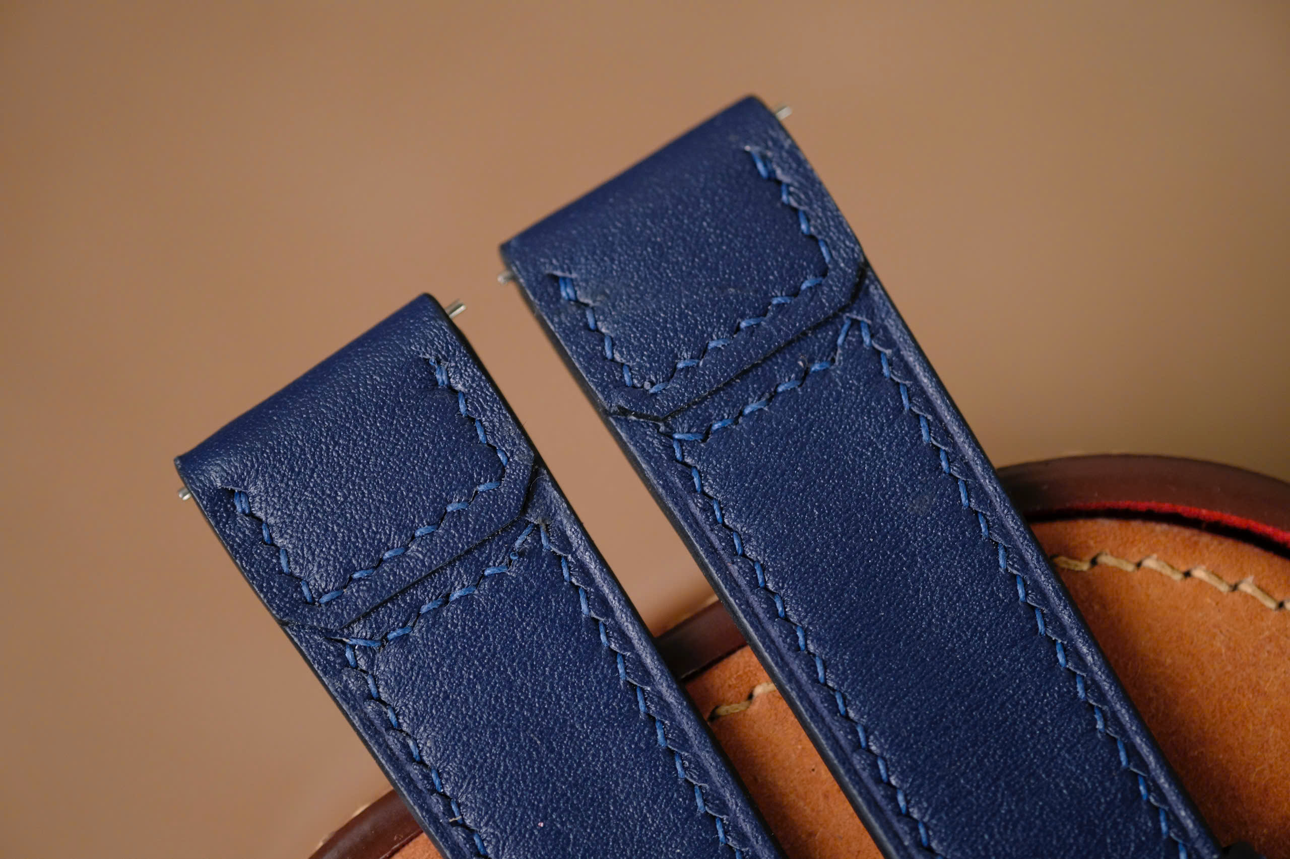 Handmade deny blue Buttero strap for JLC Jaeger Lecoultre