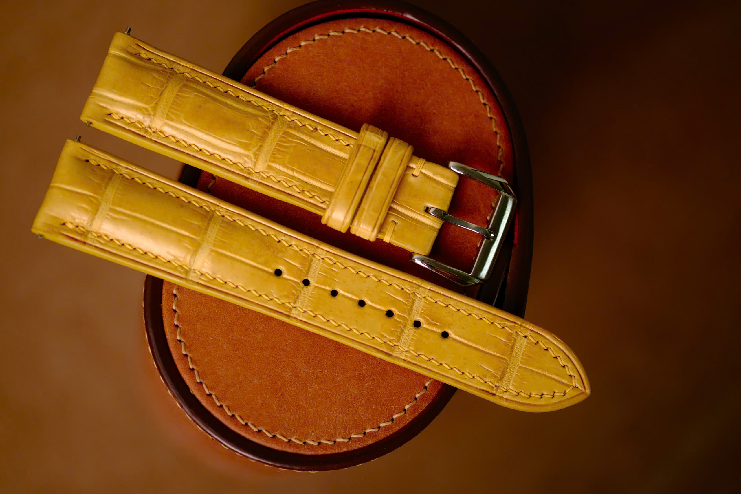 Handmade yellow strap for H Moser Cir
