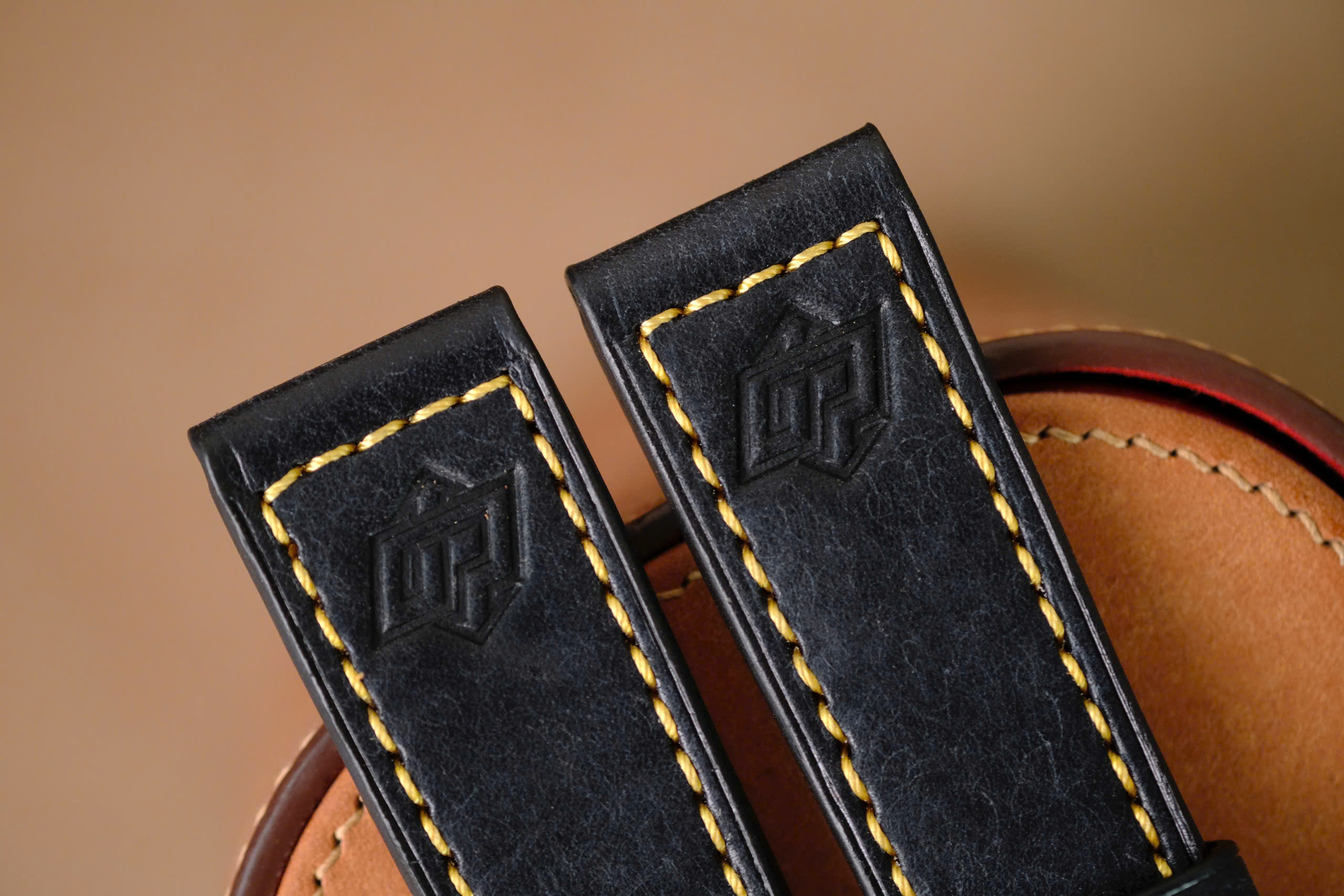 Handmade black Pueblo strap for Panerai yellow stitching - Image 3