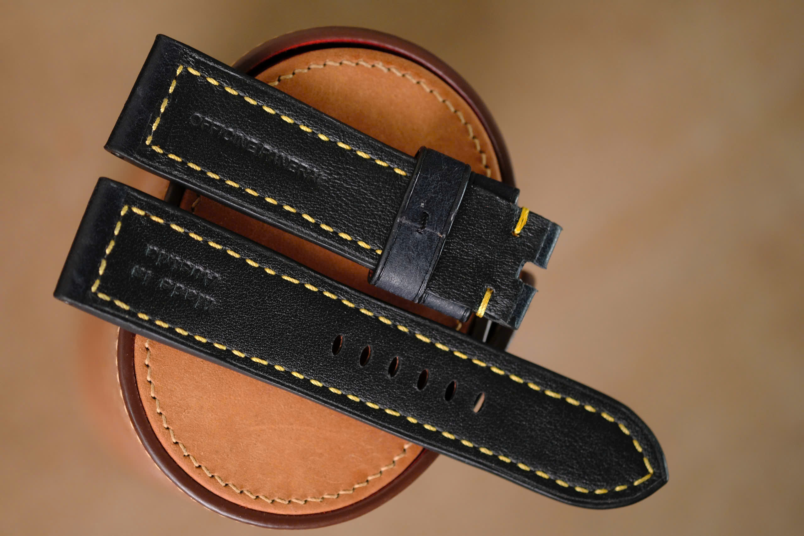 Handmade black Pueblo strap for Panerai yellow stitching - Image 6