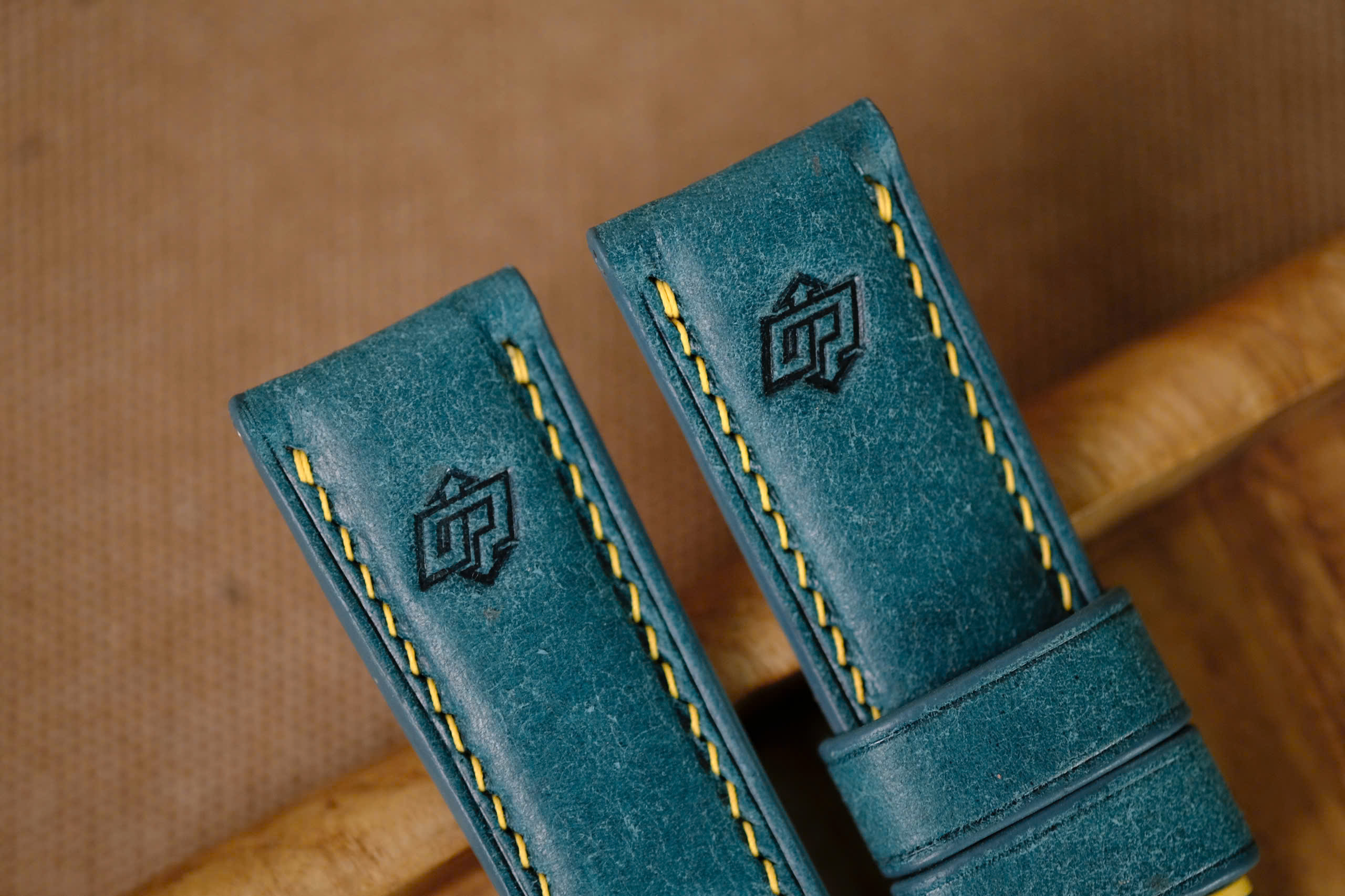 Handmade Green Pueblo strap for Panerai yellow stitching - Image 3