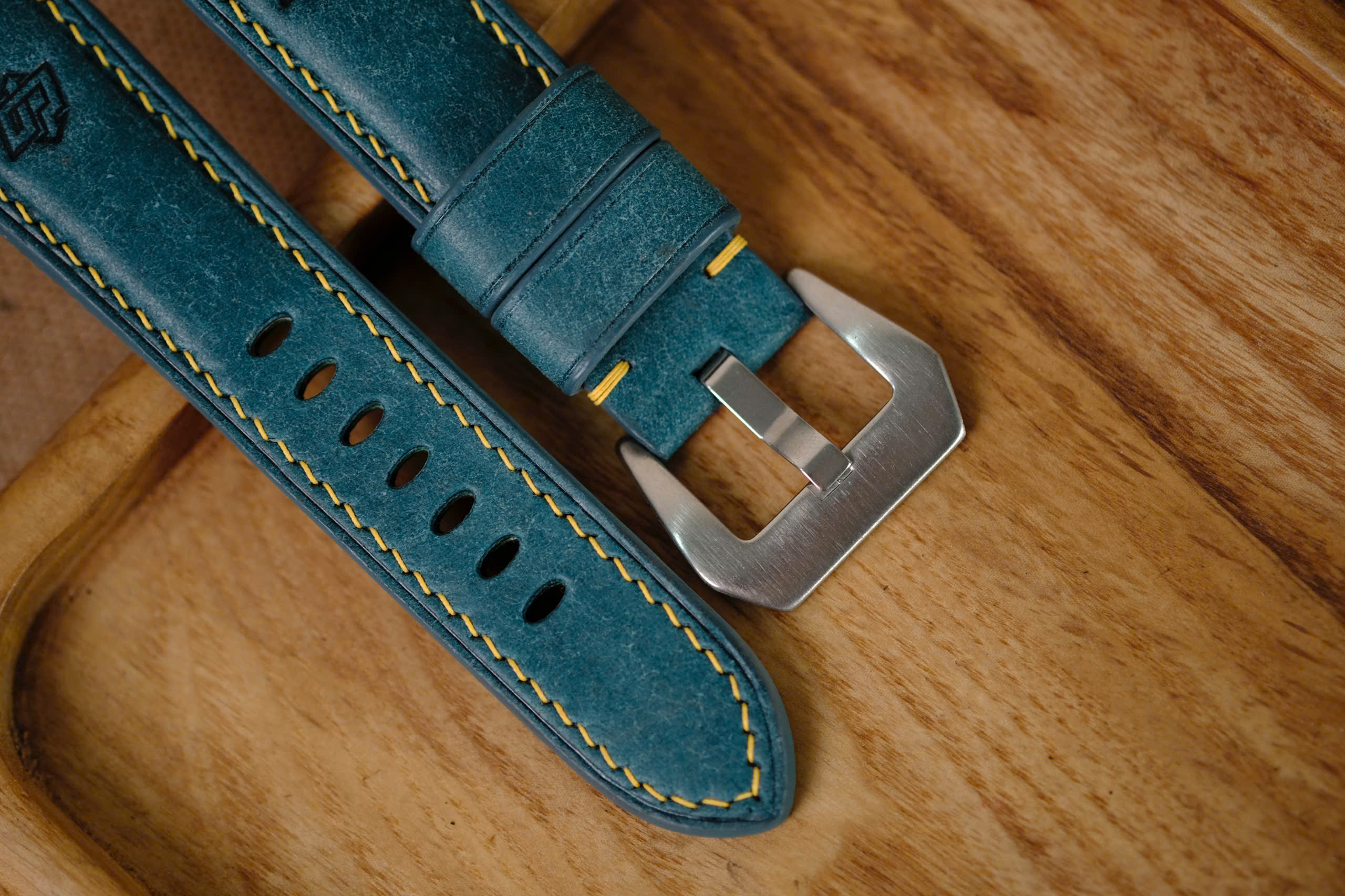 Handmade Green Pueblo strap for Panerai yellow stitching - Image 5