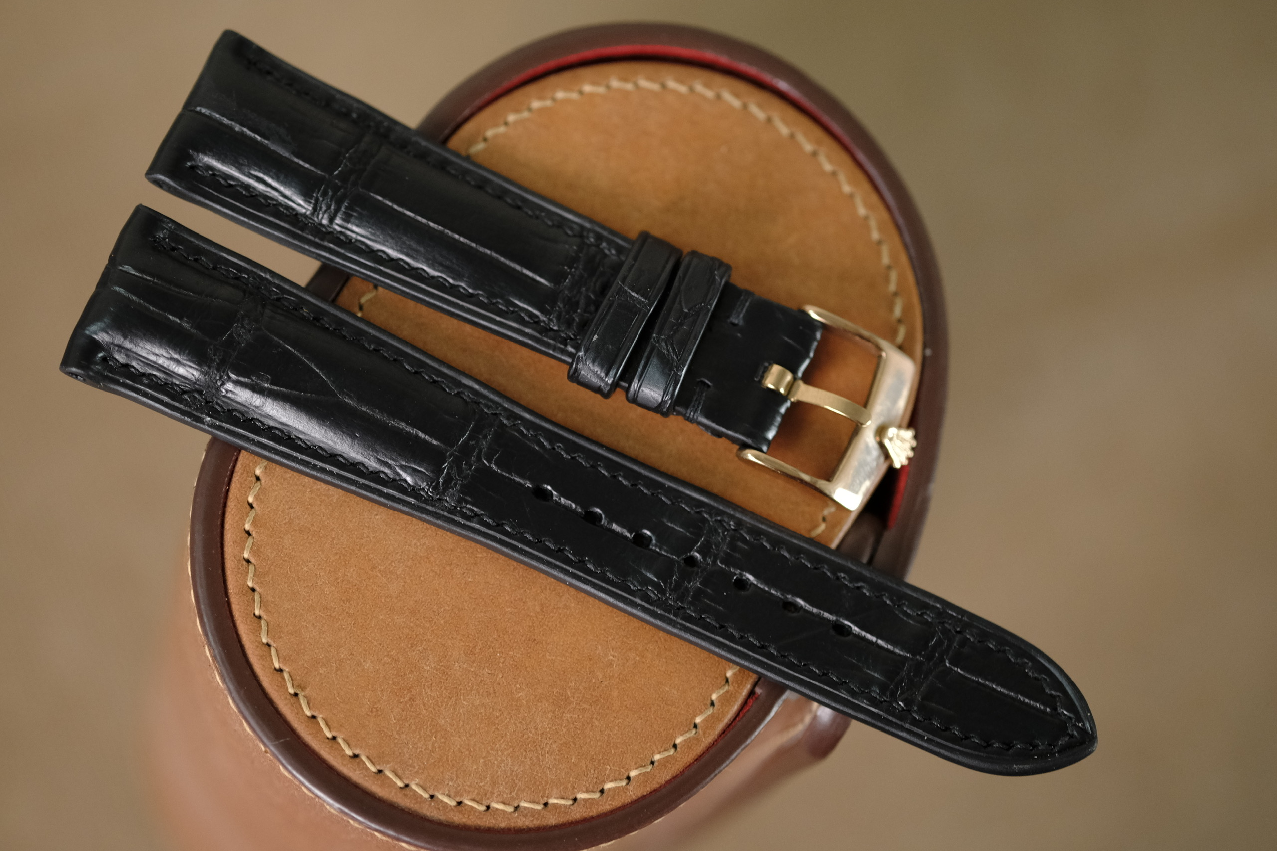 Handmade black strap for Rolex