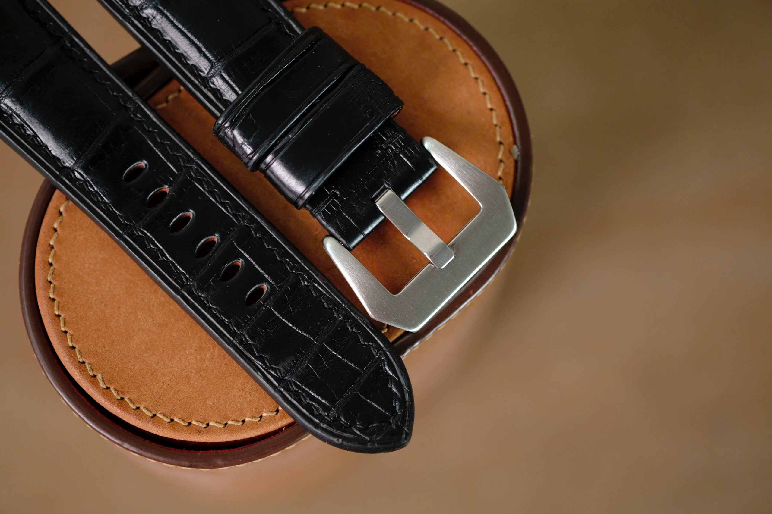 Handmade Black Crocodiles strap for Panerai - Image 6