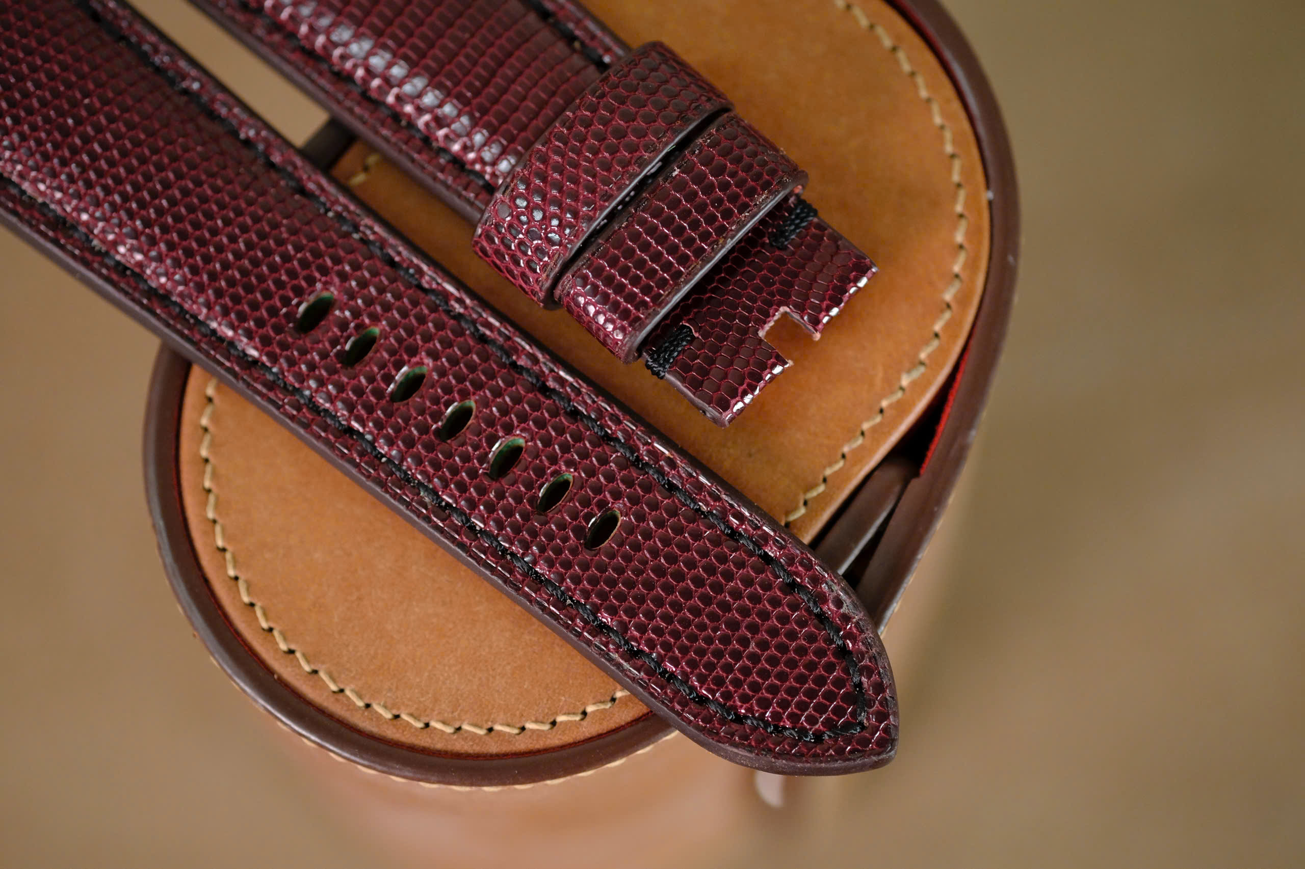 Handmade Lizard strap for Panerai red bordeaux color size 26 (can change size) - Image 2