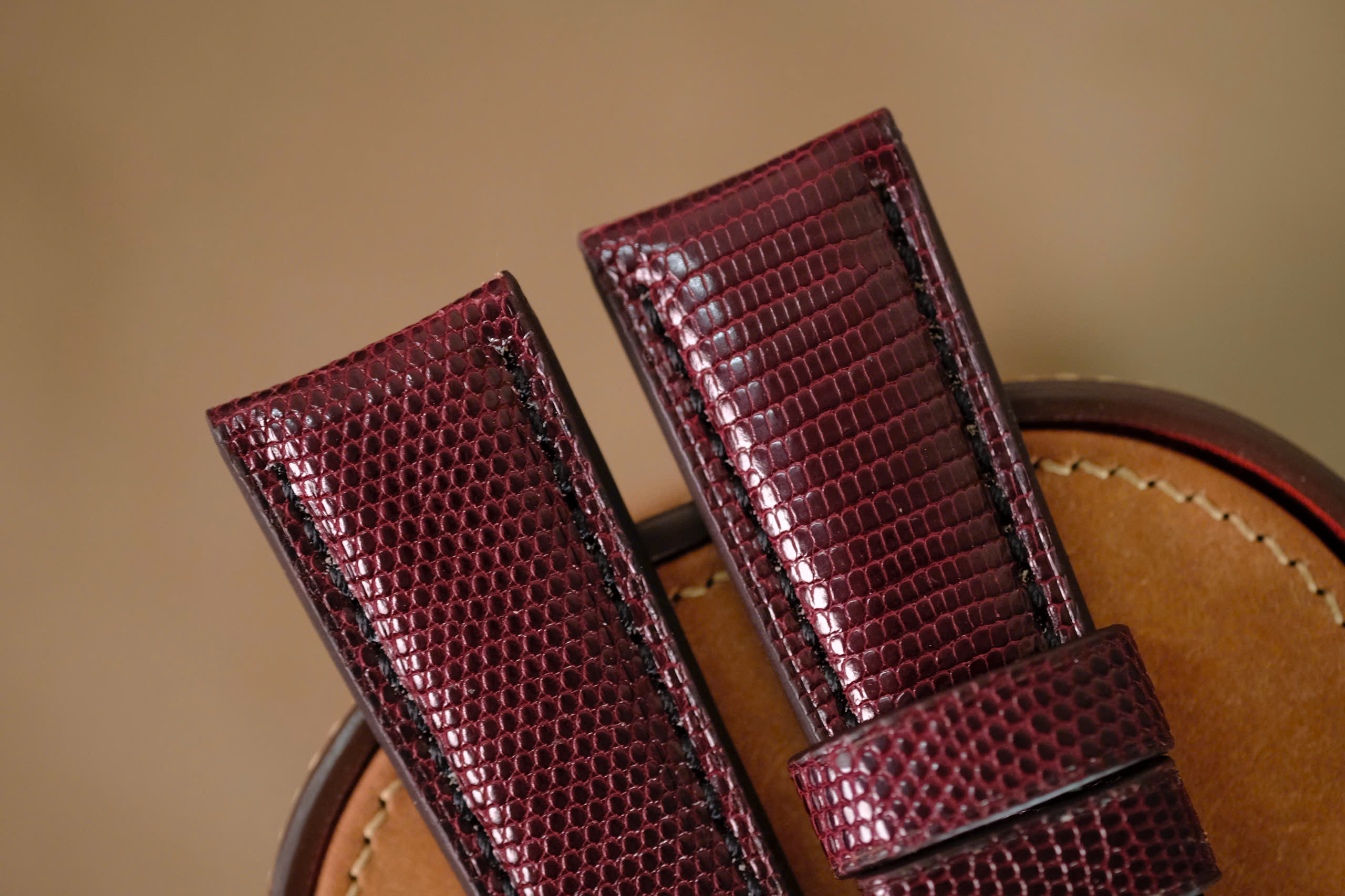 Handmade Lizard strap for Panerai red bordeaux color size 26 (can change size) - Image 3