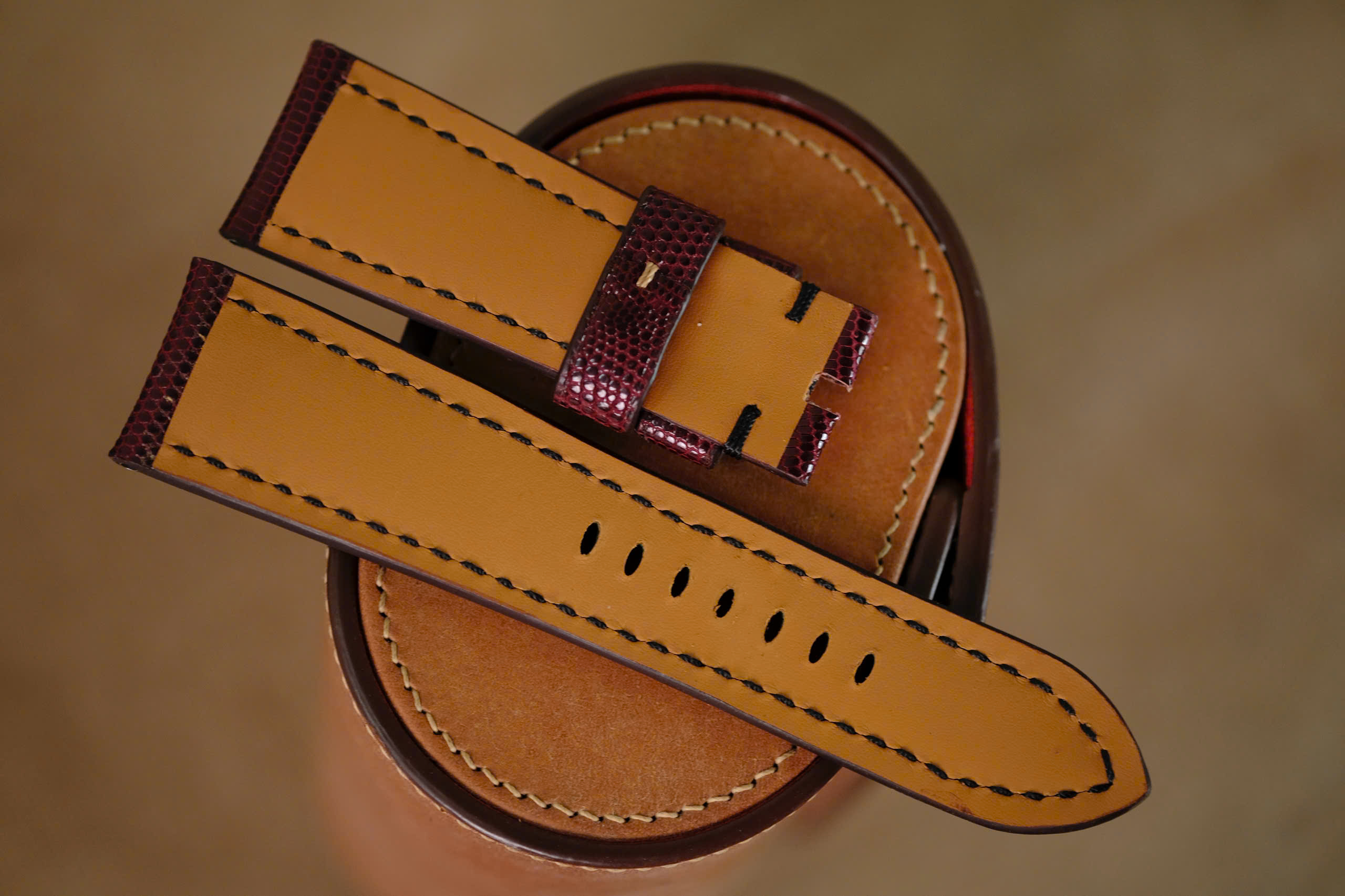 Handmade Lizard strap for Panerai red bordeaux color size 26 (can change size) - Image 6
