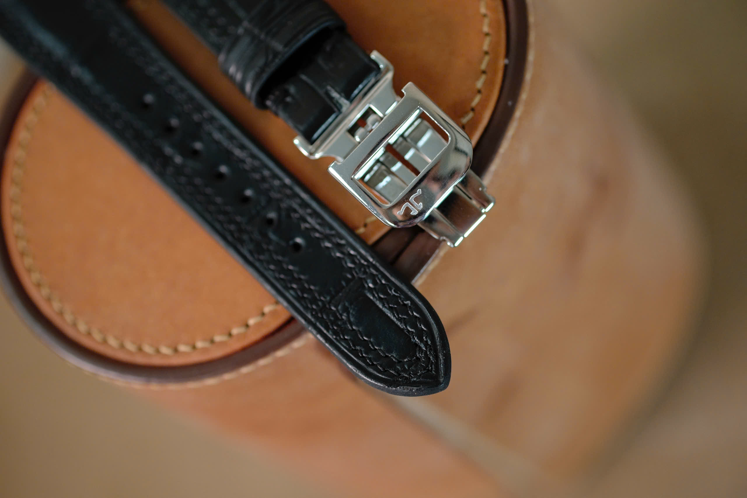 Handmade Black Crocodiles strap for JLC Jaeger Lecoultre with clasp - Image 6