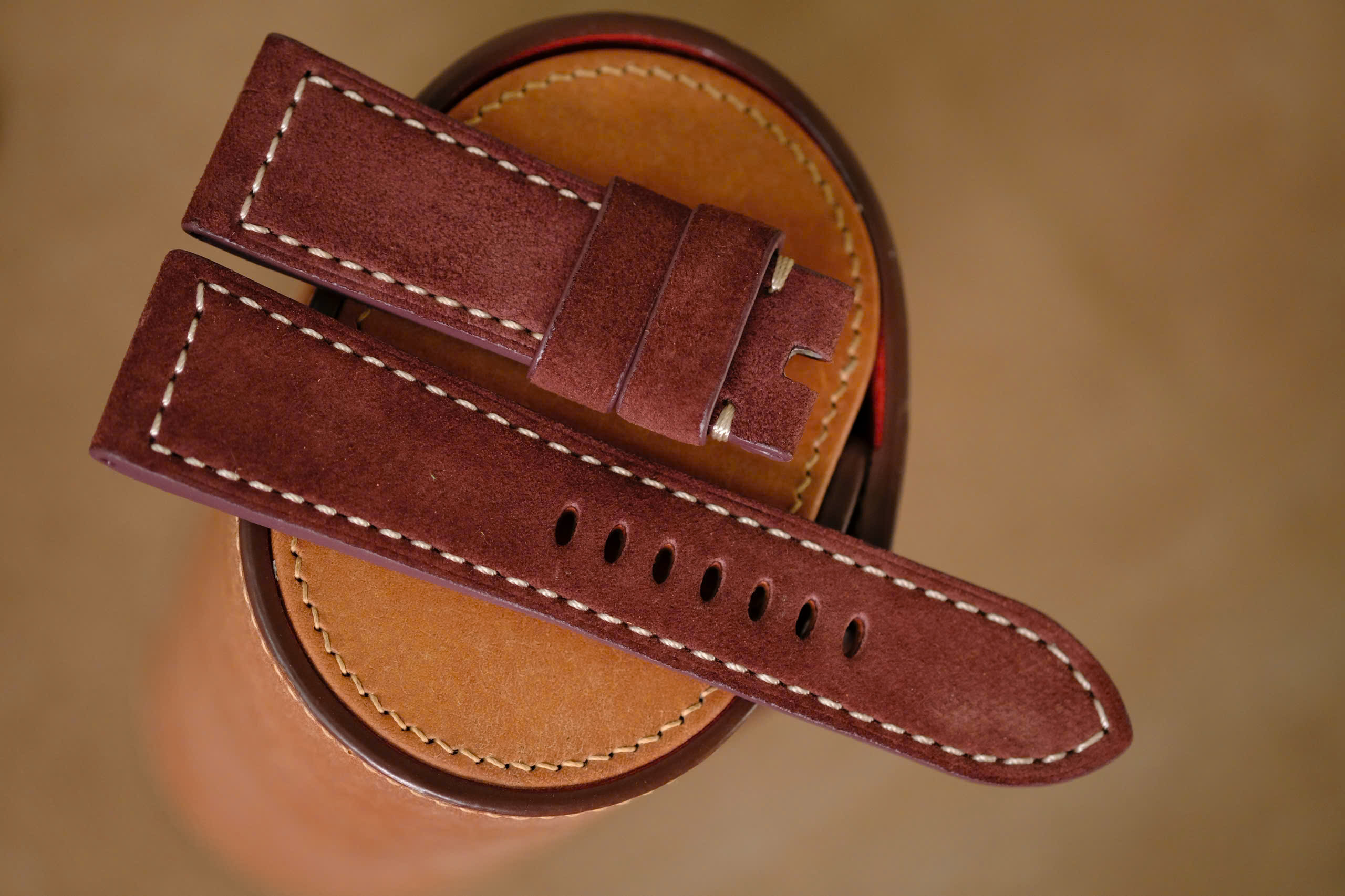 Handmade bordeaux Suede strap for Panerai