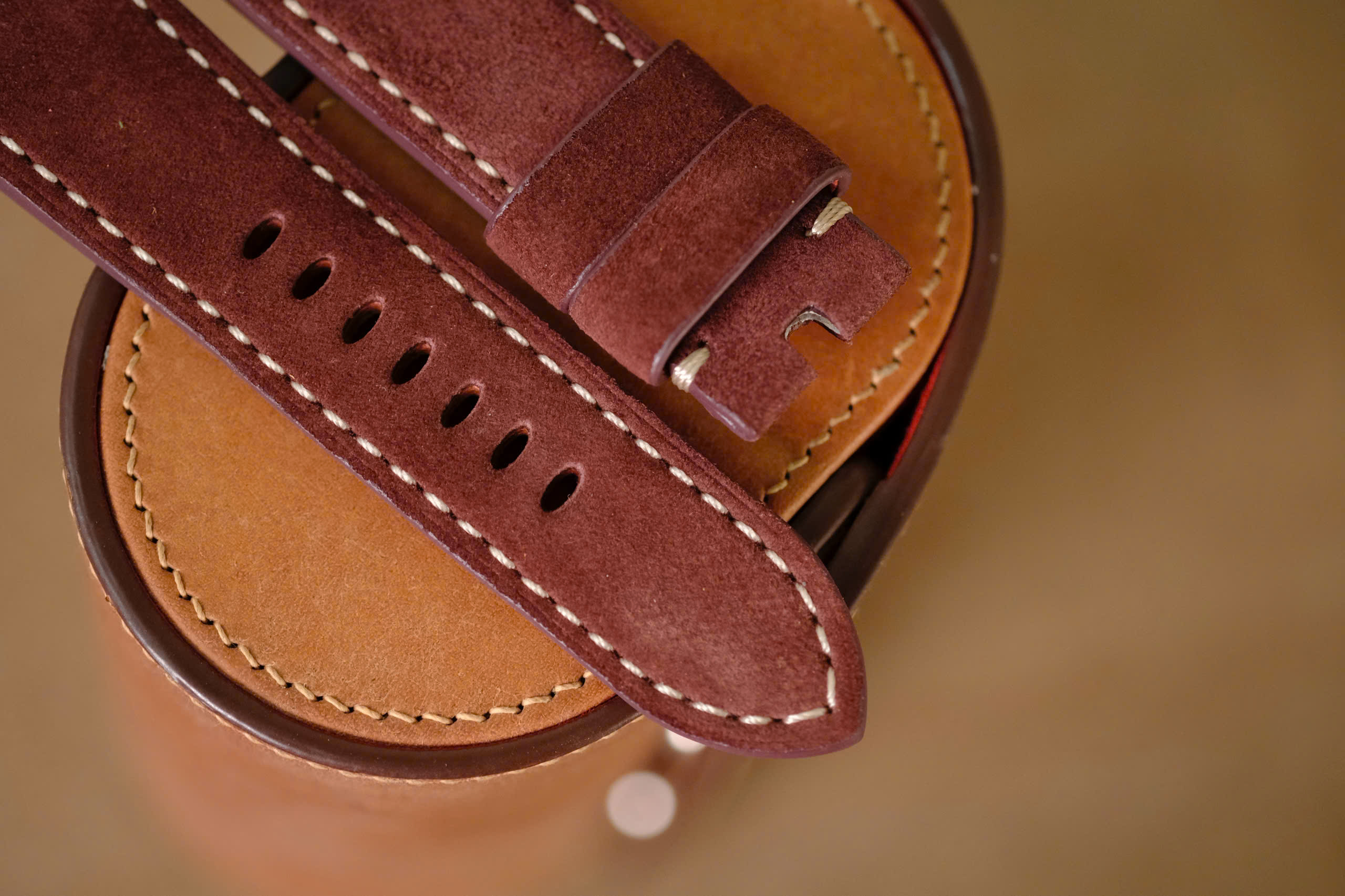 Handmade bordeaux Suede strap for Panerai - Image 4