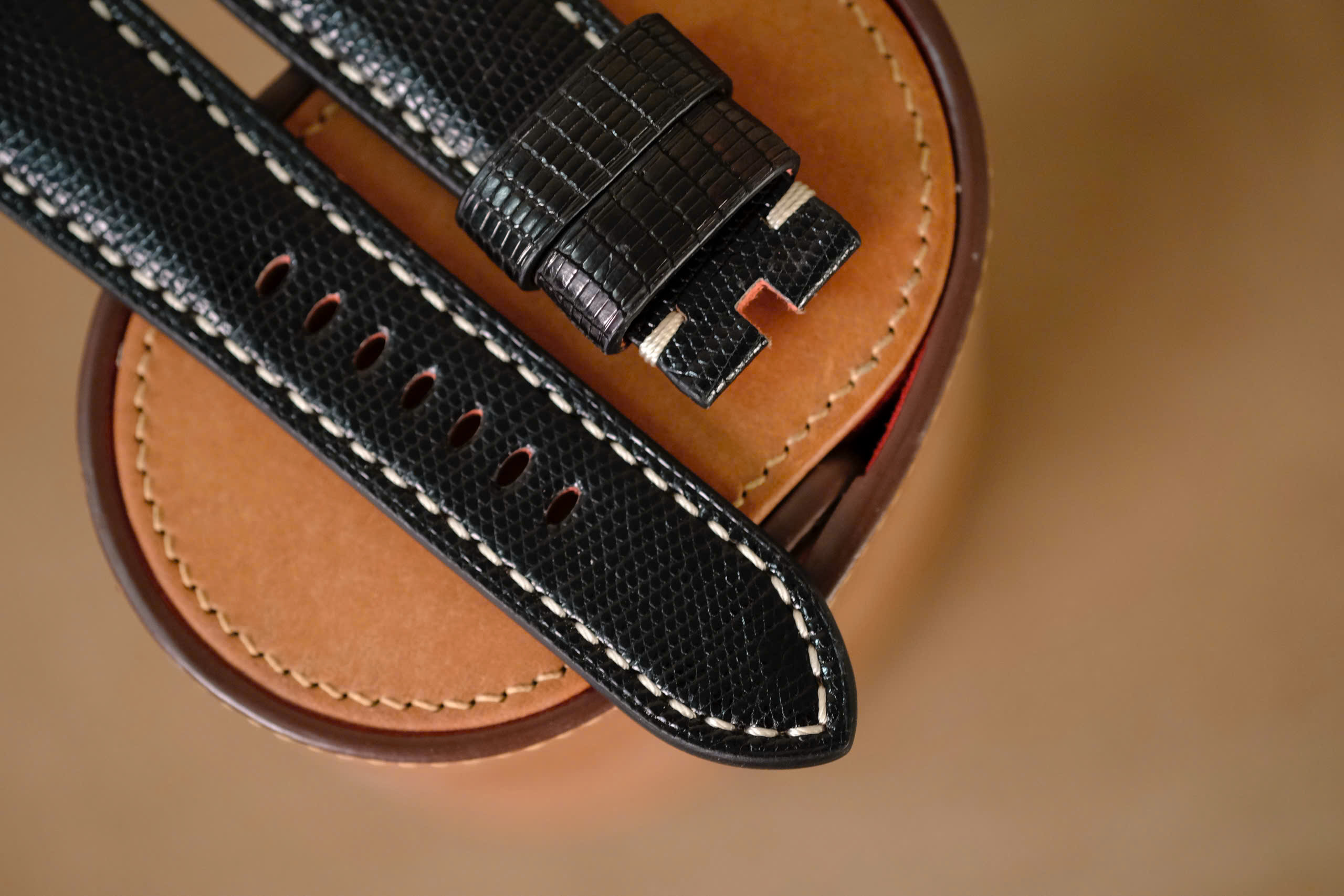 Handmade Lizard strap for Panerai black color - Image 4