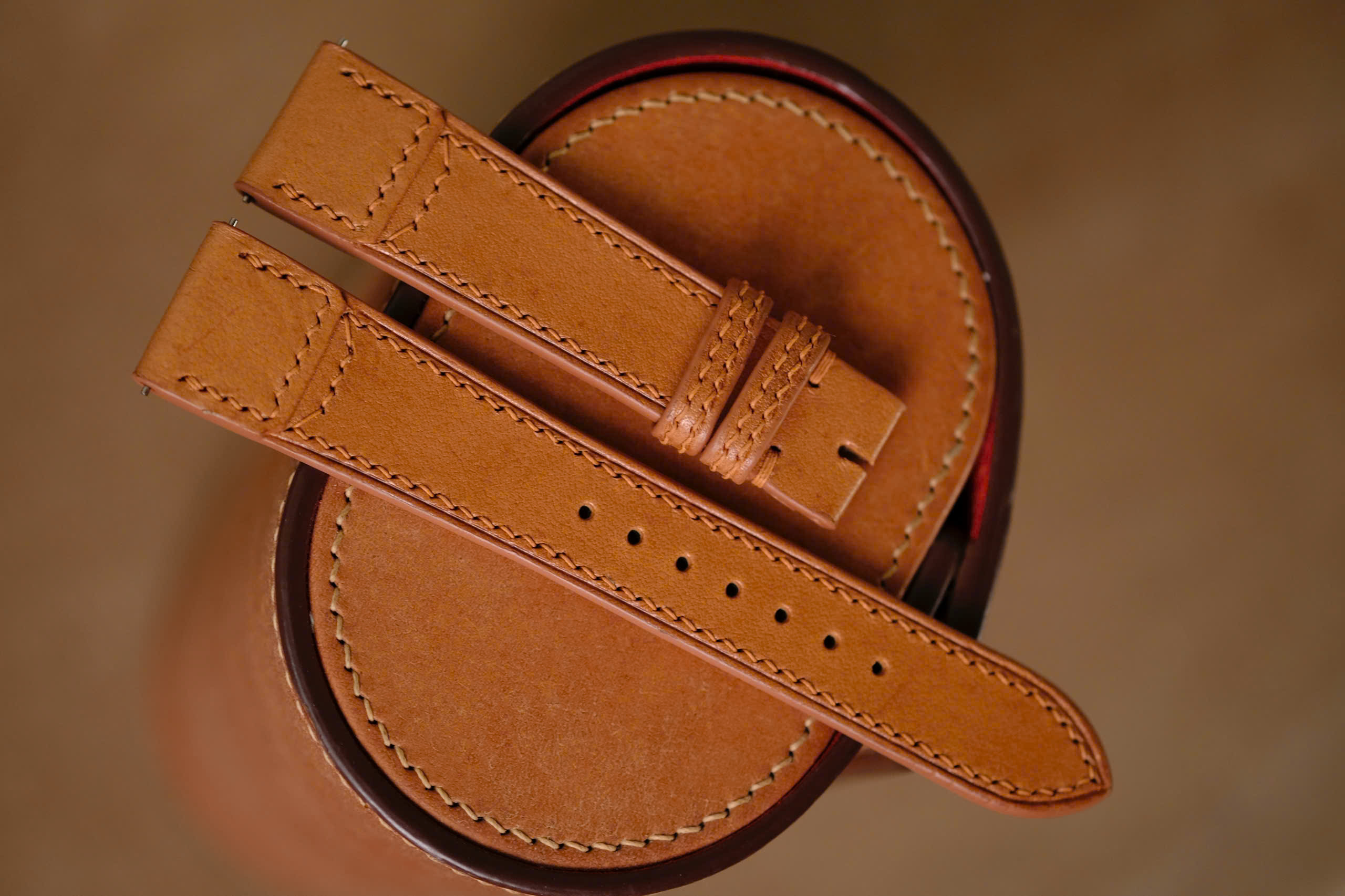 Handmade light brown Buttero strap for JLC Jaeger Lecoultre