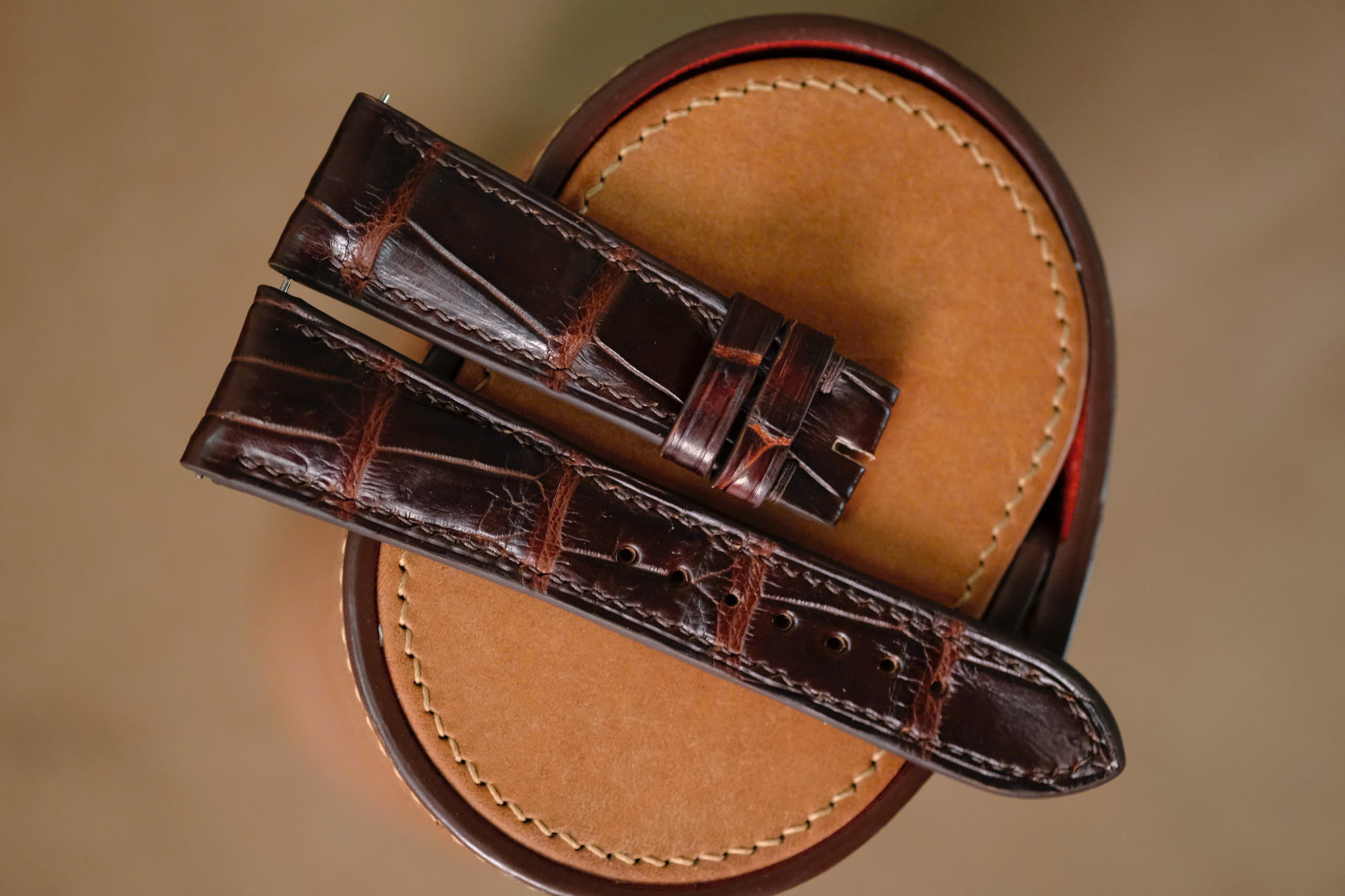 Handmade dark brown strap for Patek Philippe