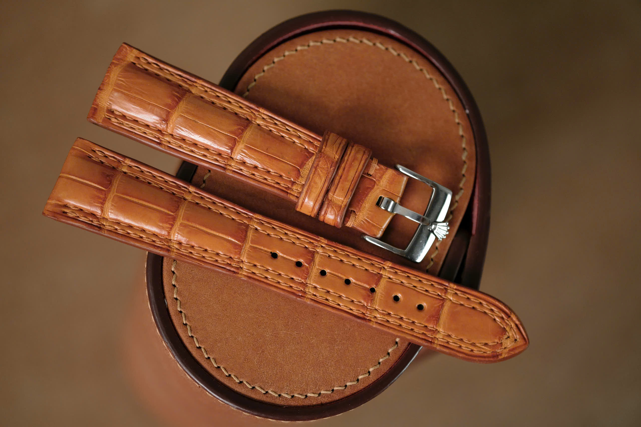 Handmade light brown strap for Rolex