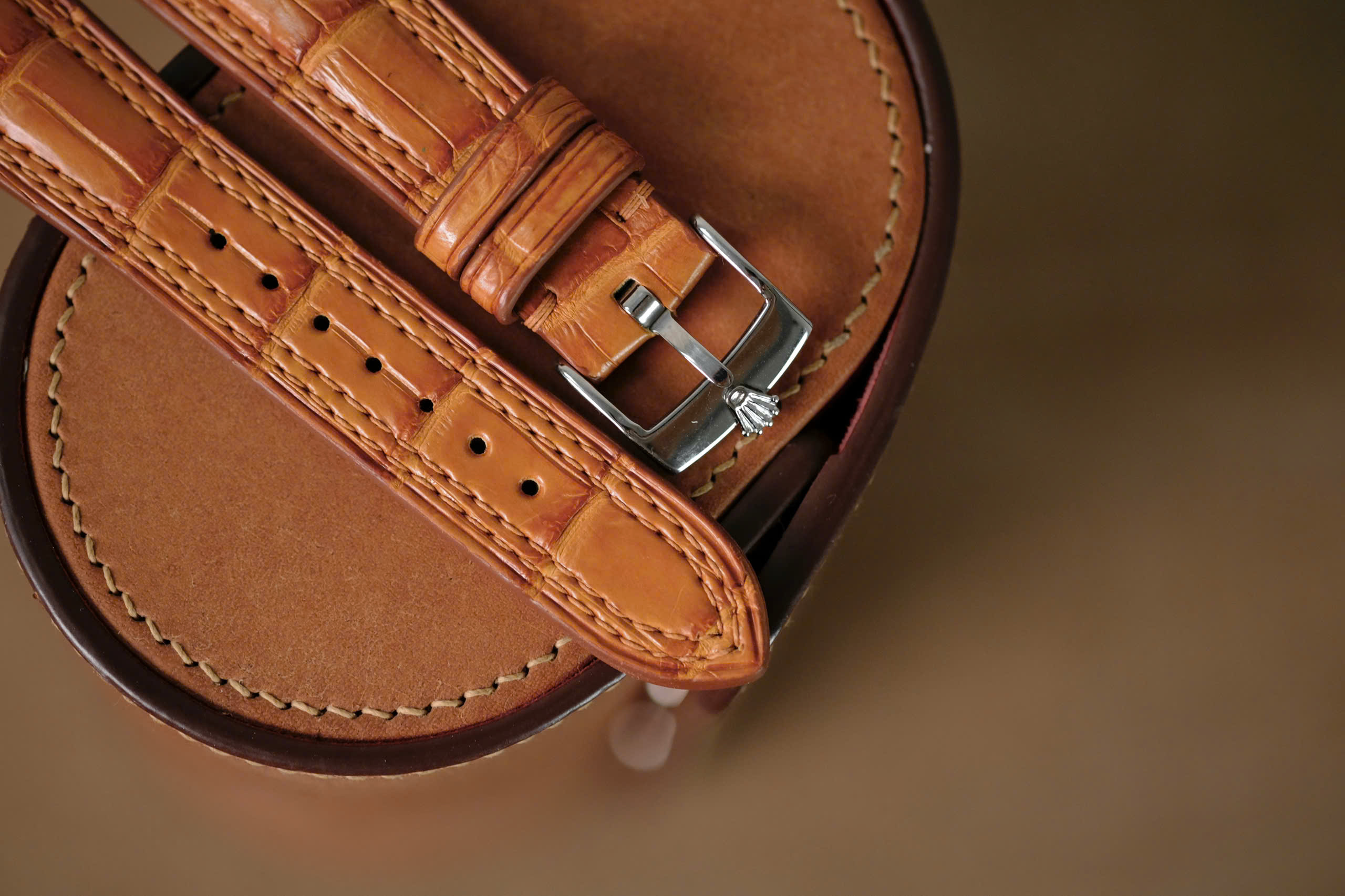 Handmade light brown strap for Rolex - Image 4