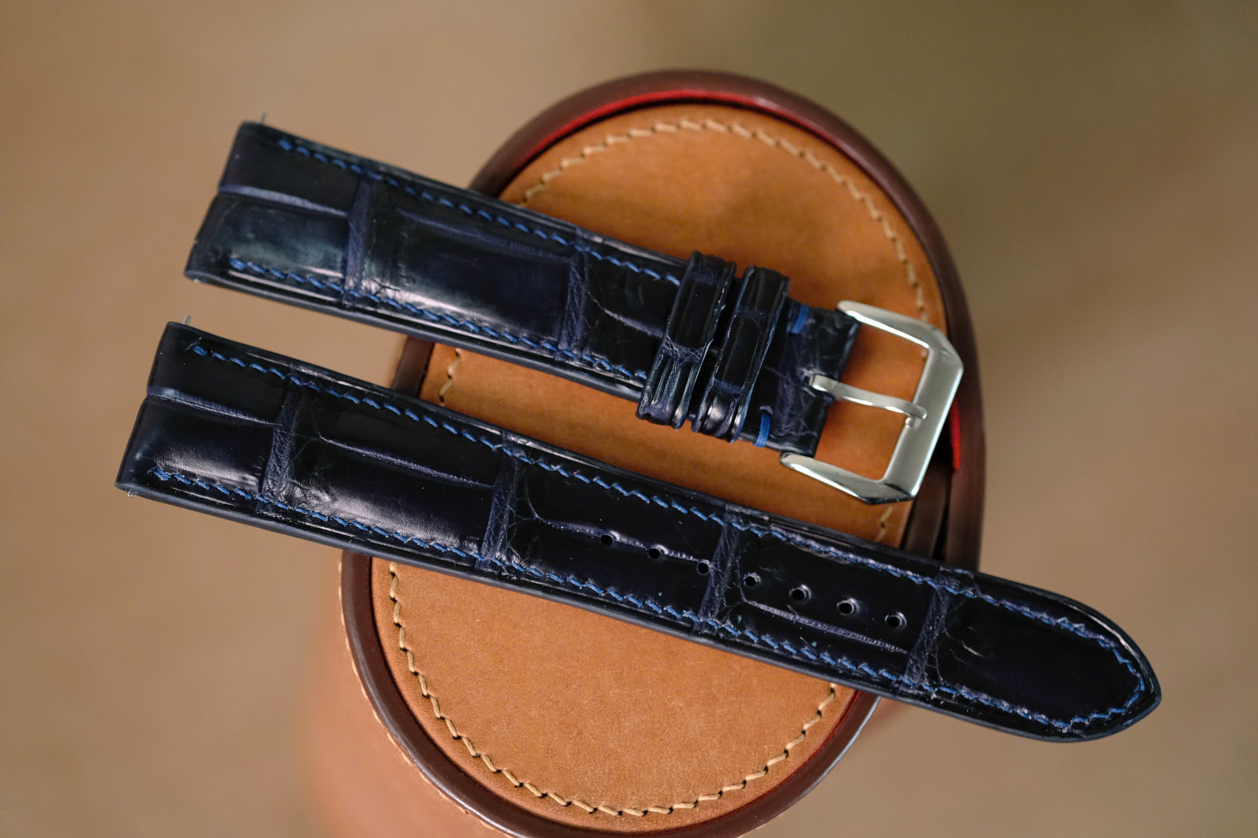 Handmade navy blue strap for Zenith
