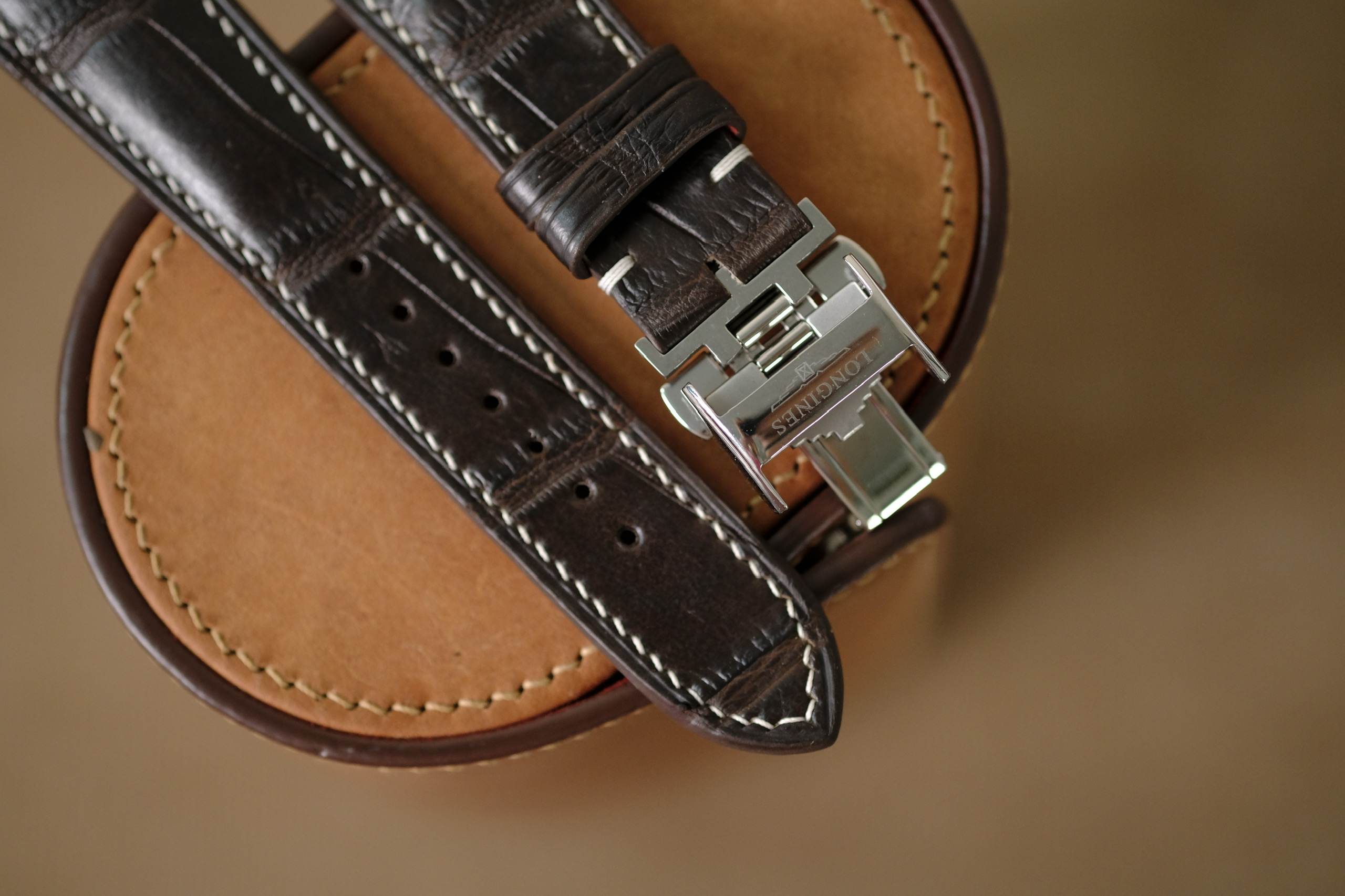 Handmade dark brown strap for Longines with clasp - Image 2