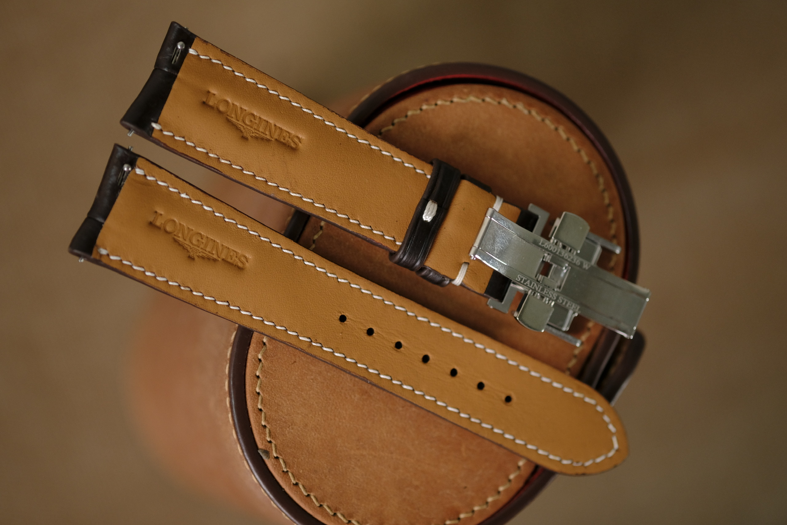 Handmade dark brown strap for Longines with clasp - Image 6