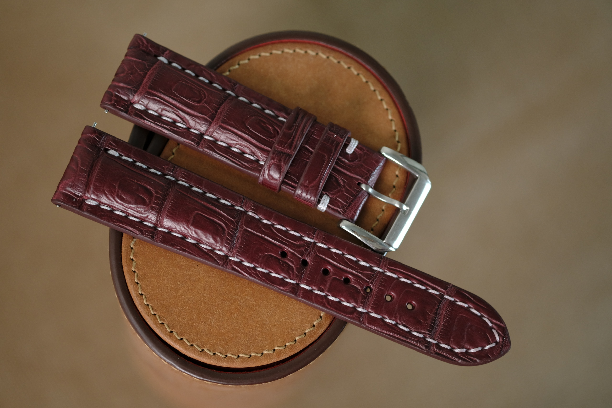 Handmade red bordeaux strap for Breitling