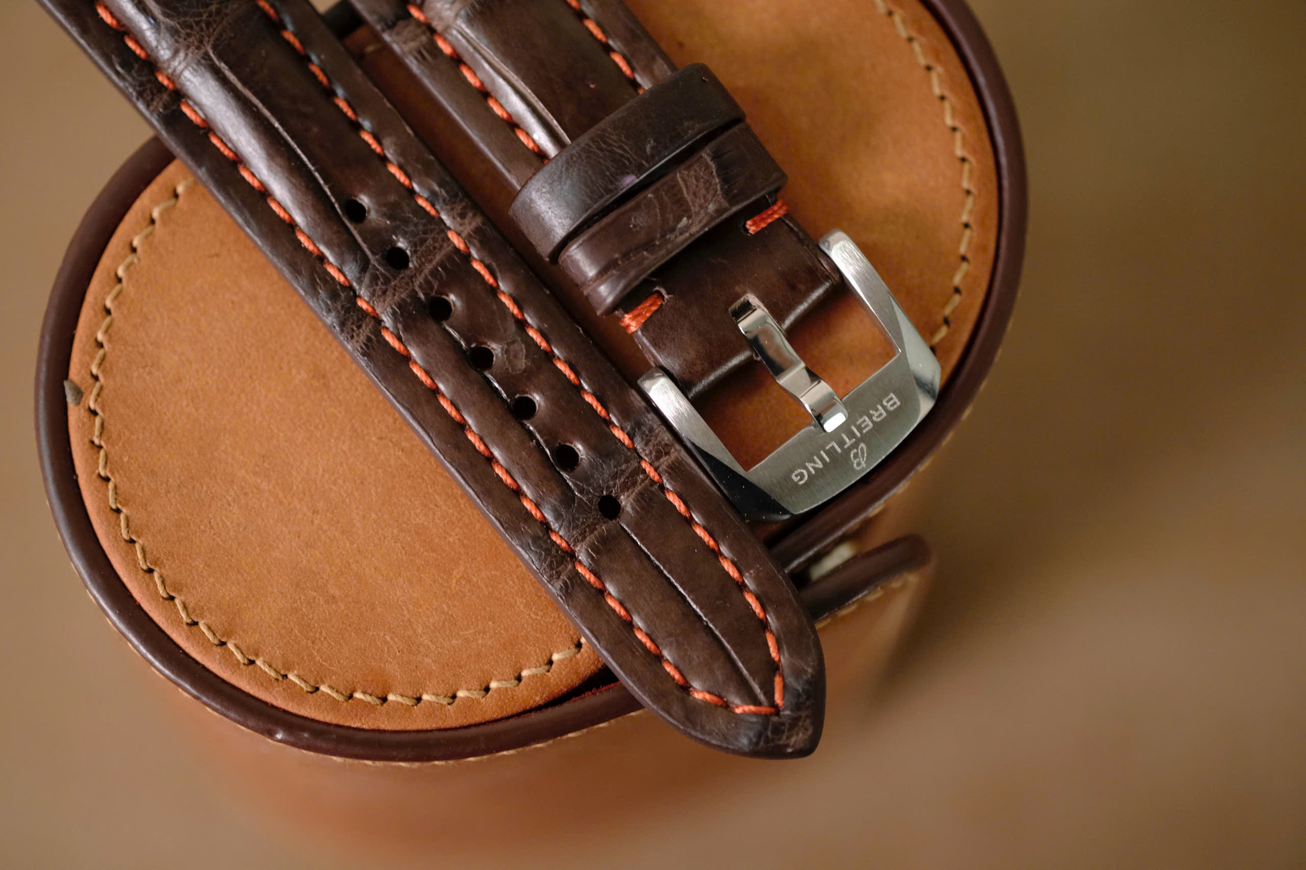 Handmade dark brown strap for Breitling with buckle - Image 2