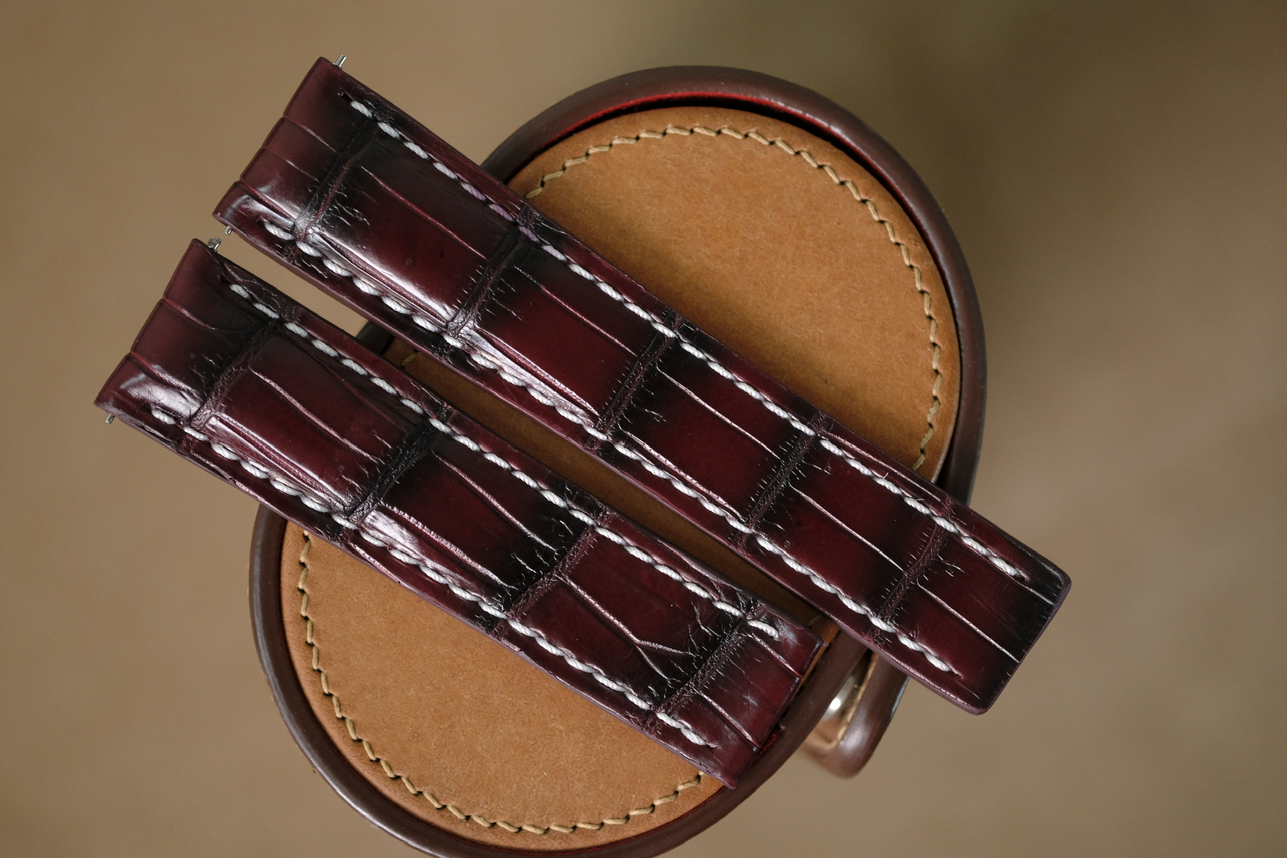 Handmade red bordeaux strap for Breitling for deployant