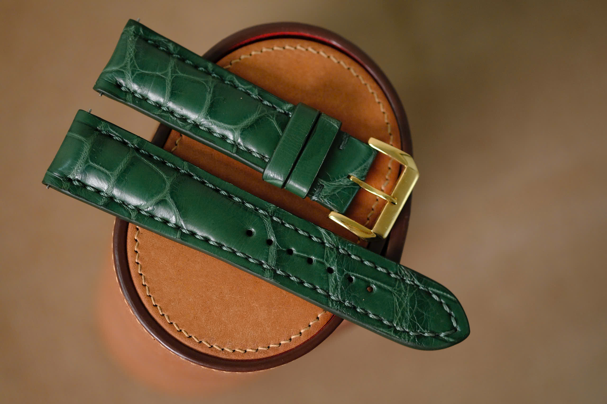 Handmade green strap for Breitling