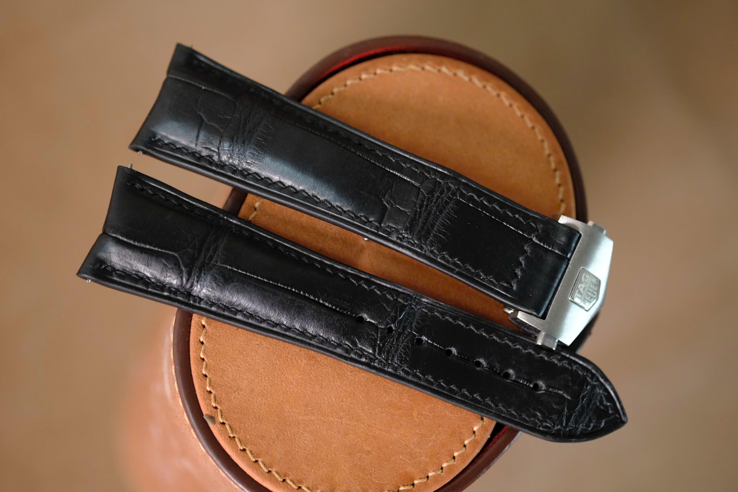 Handmade black strap for Tag Heuer