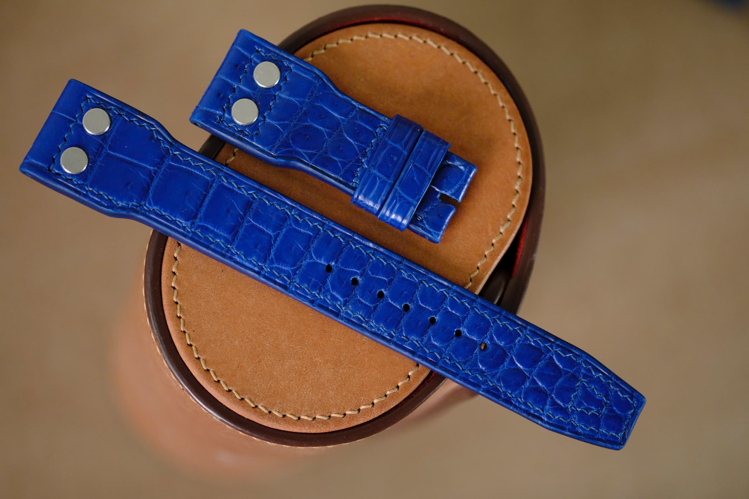 Handmade blue strap for IWC