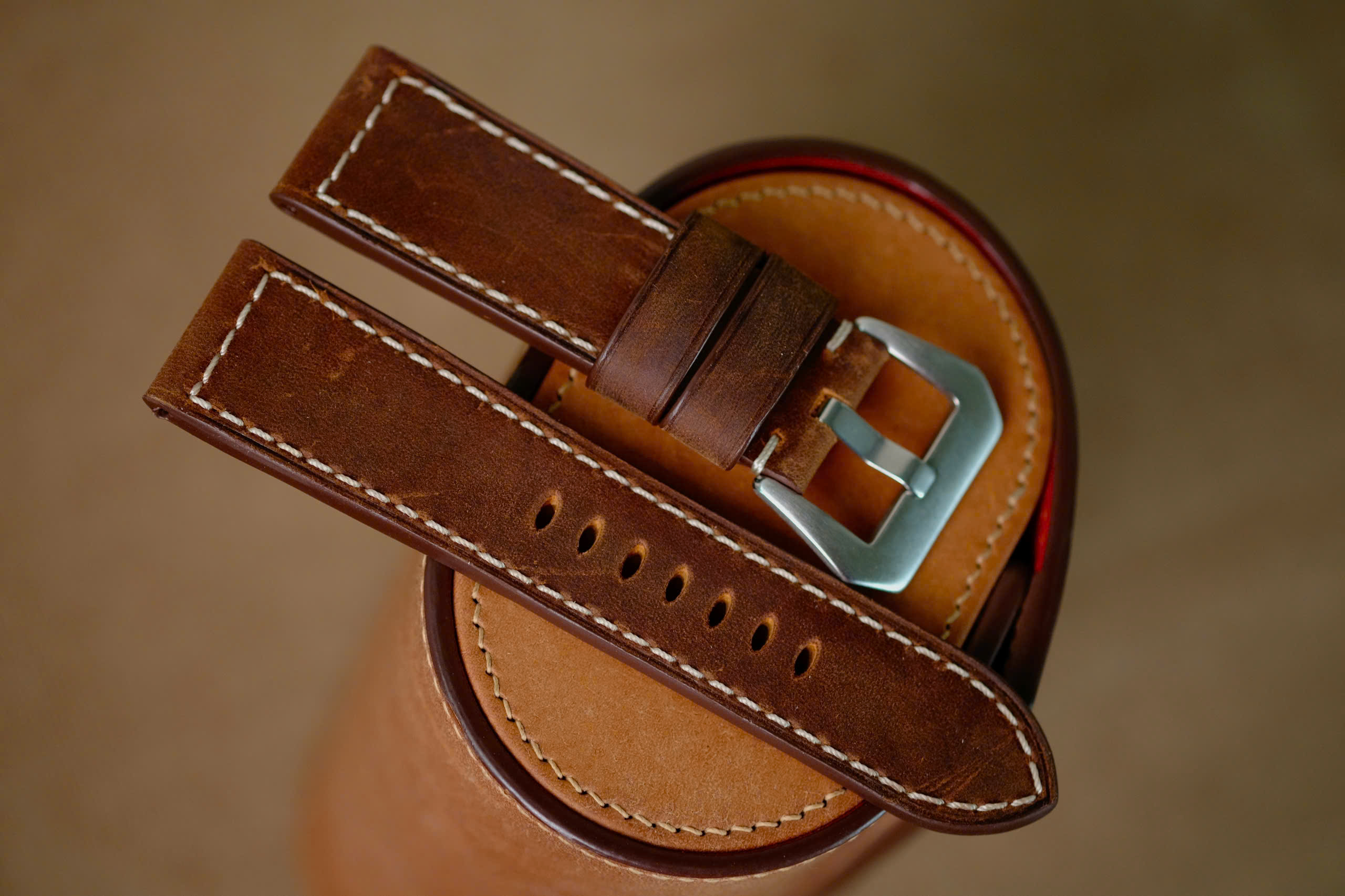 Handmade dark brown strap for PAM Panerai