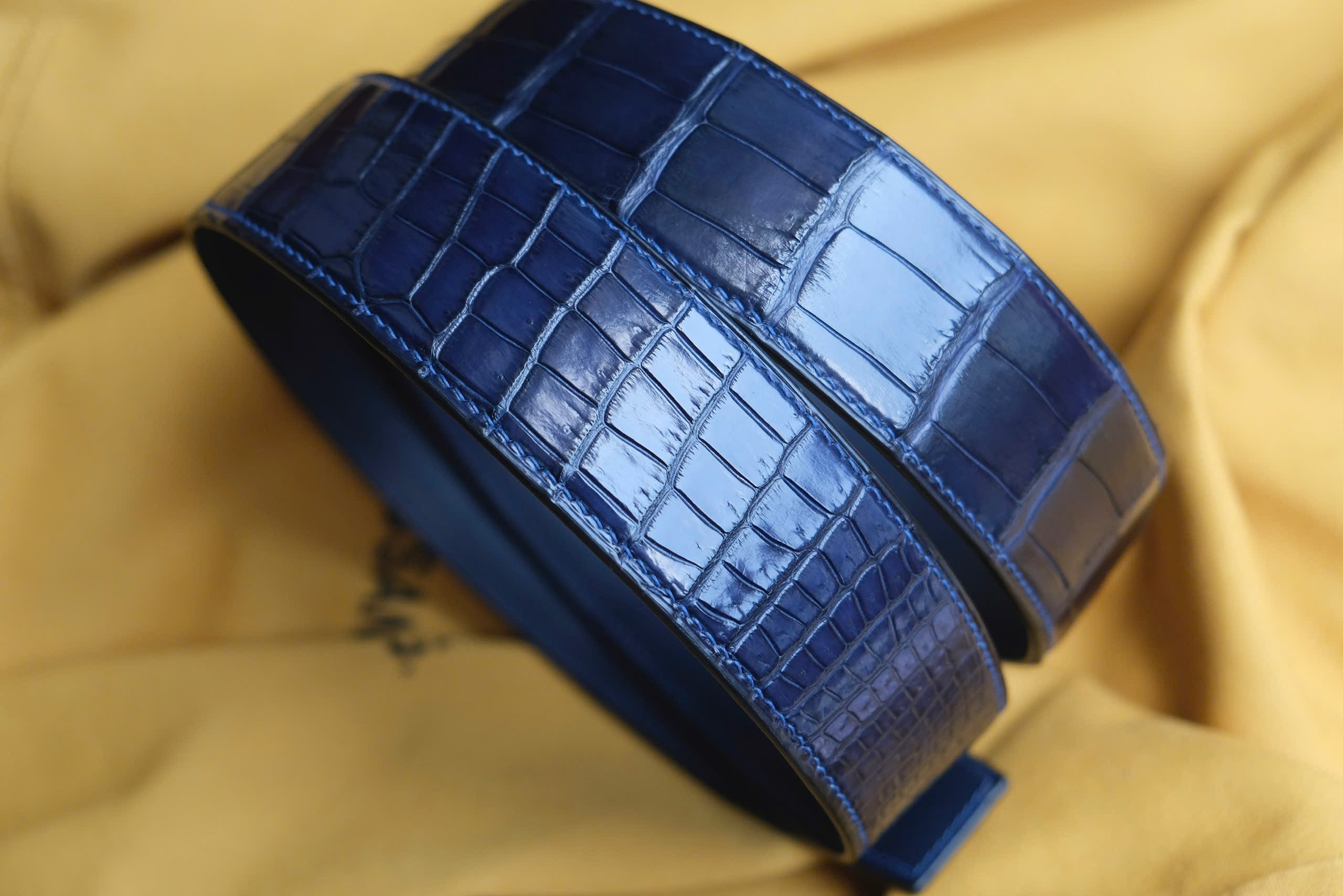 Handmade blue Crocodiles leather Man Belt - Image 4