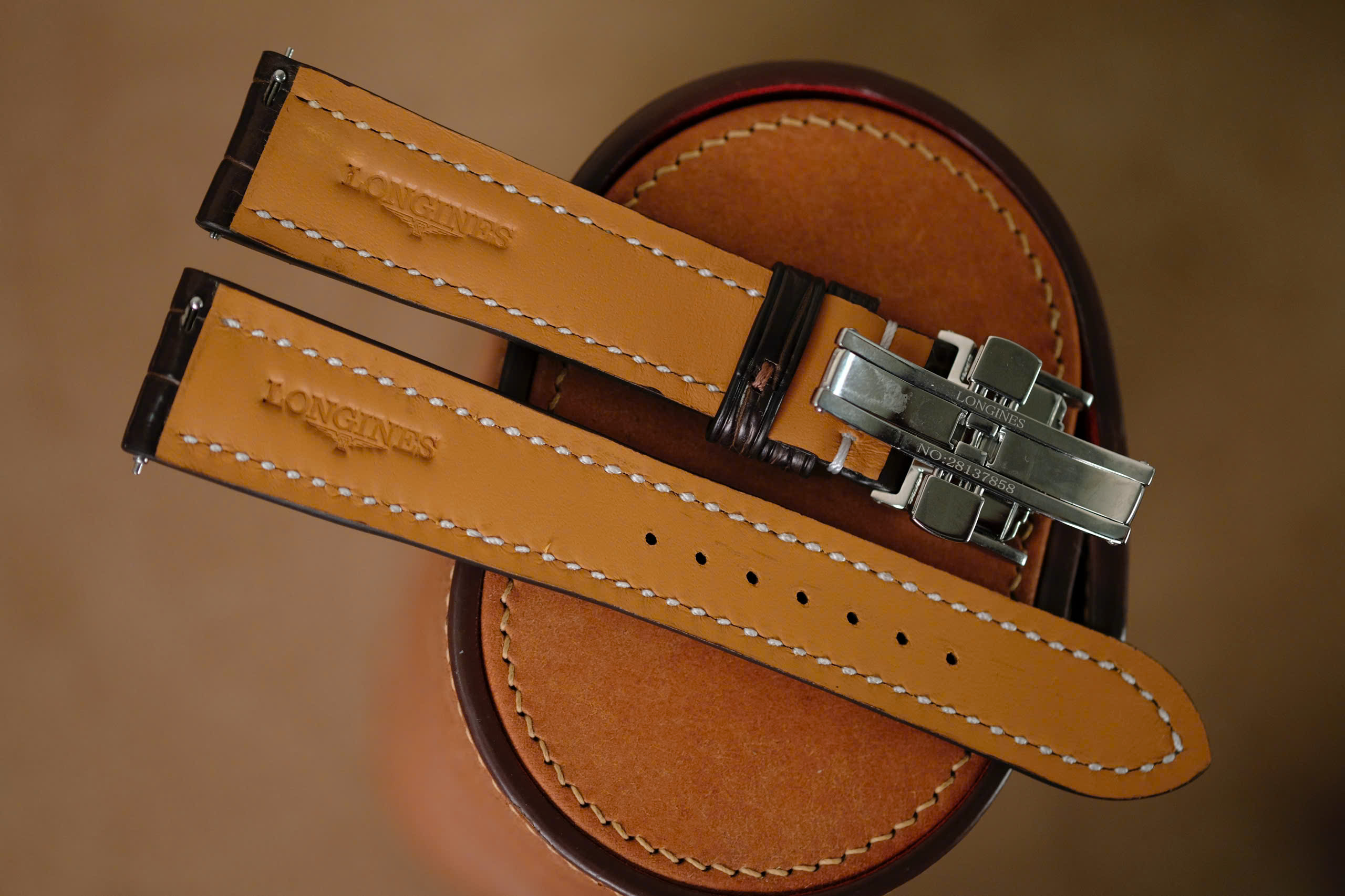 Handmade dark brown leather strap for Longines size 21/18 - Custom size & length - Image 5
