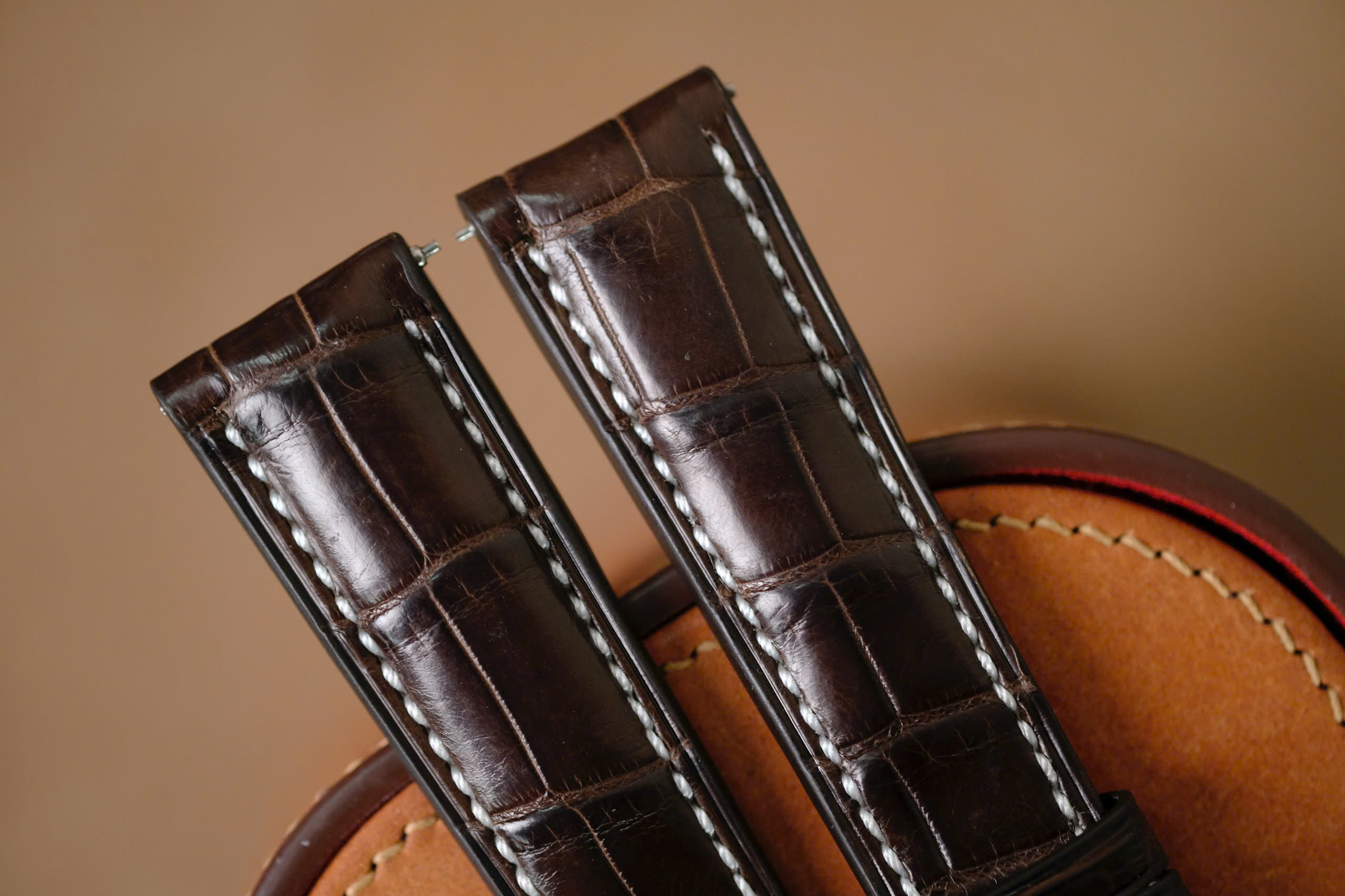 Handmade dark brown leather strap for Longines size 21/18 - Custom size & length - Image 3